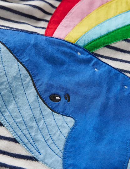 Appliqué Towelling Beach Dress-Ivory/ Starboard Blue Whale-3