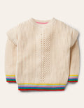 Rainbow Rib Sweater-Ecru