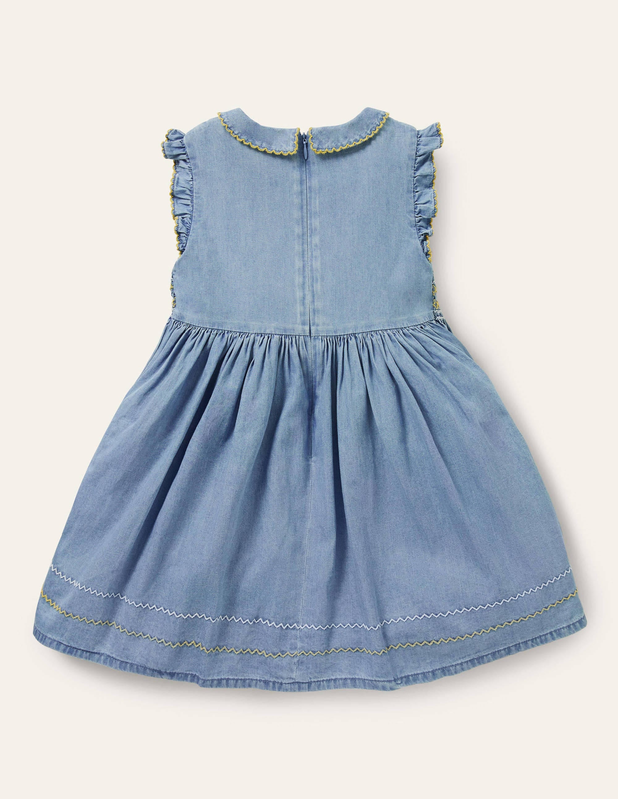 Smocked Woven Dress-Chambray - Image 2