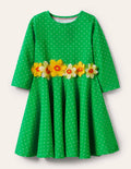 Green Floral Flutter Detail Smocked Dress-Aloe Green Spot