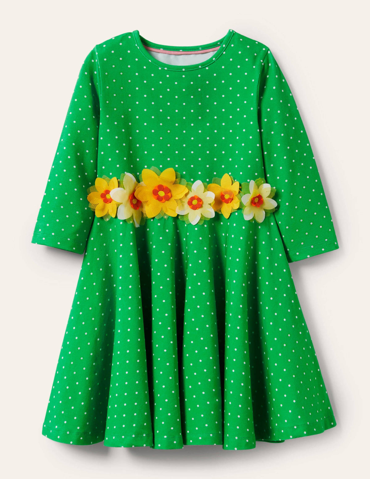 Green Floral Flutter Detail Smocked Dress-Aloe Green Spot - Image 1