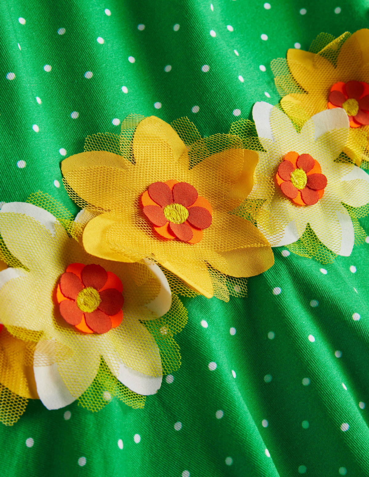 Green Floral Flutter Detail Smocked Dress-Aloe Green Spot - Image 3