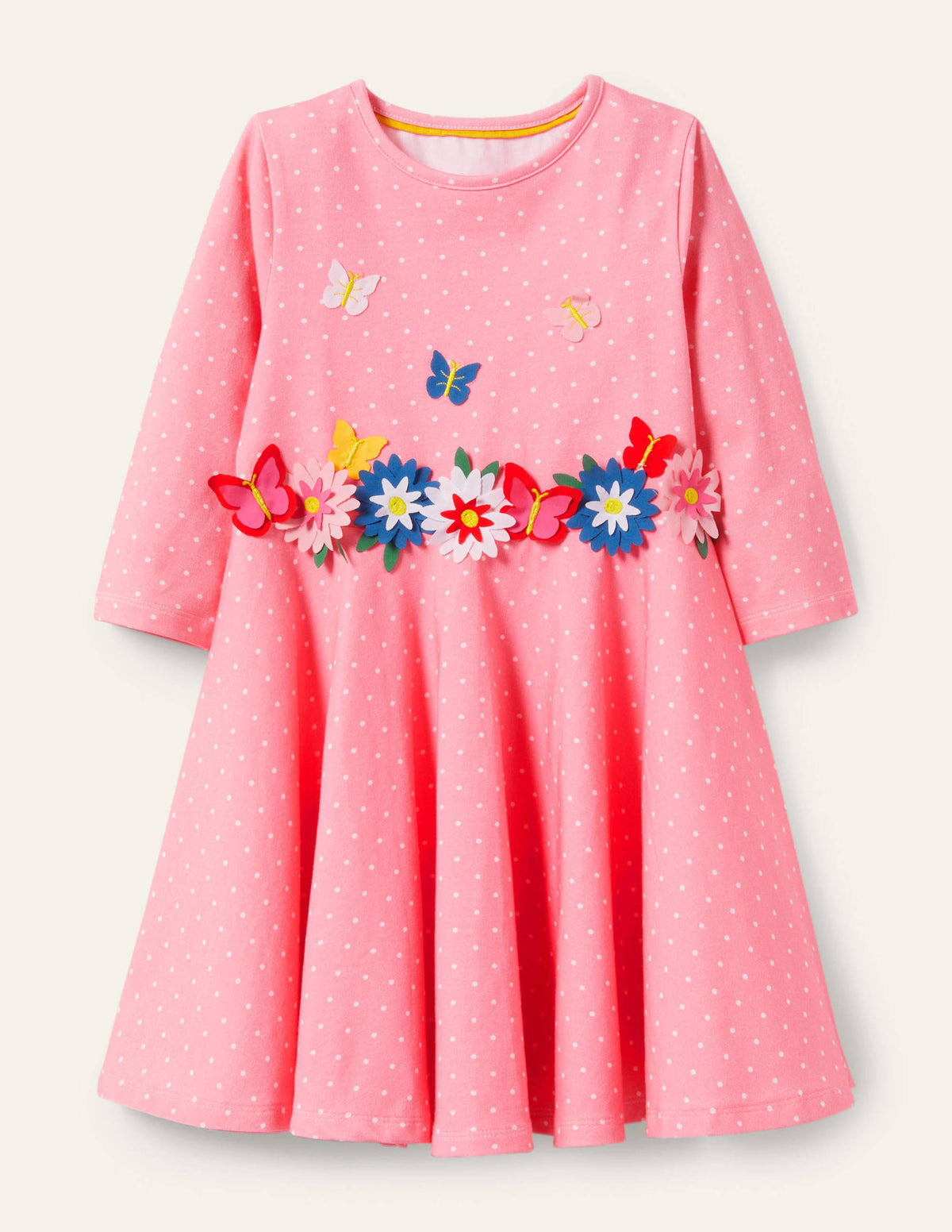 Flutter Detail Twirly Dress-Pink Lemonade Spot - Image 1