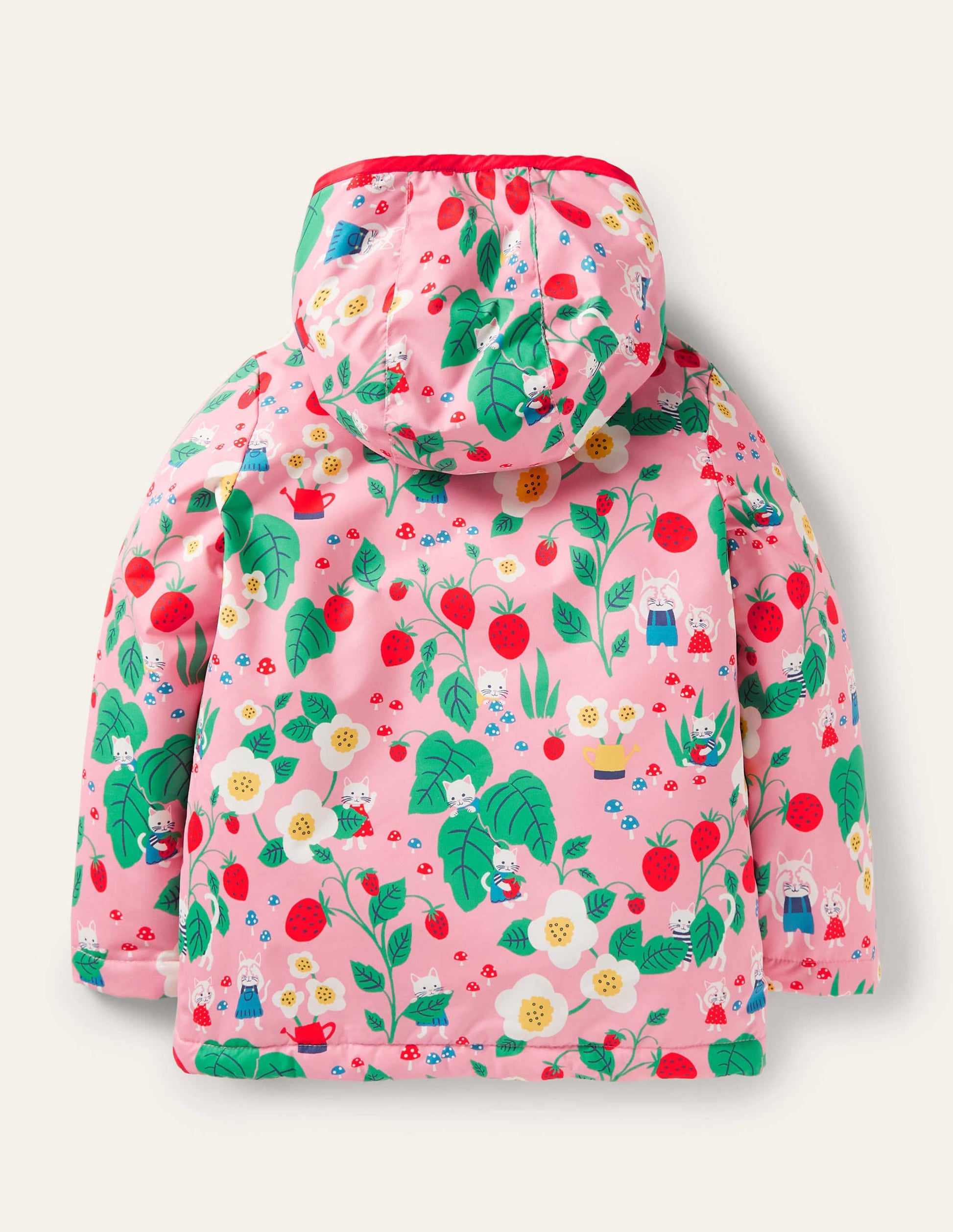 Jersey Lined Showerproof Coat-Pink Lemonade Strawberry Patch-2