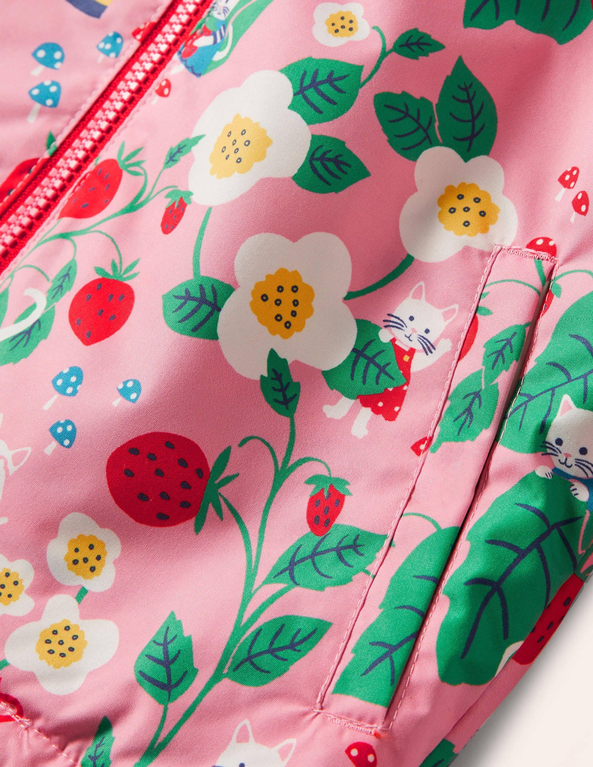 Jersey Lined Showerproof Coat-Pink Lemonade Strawberry Patch-3