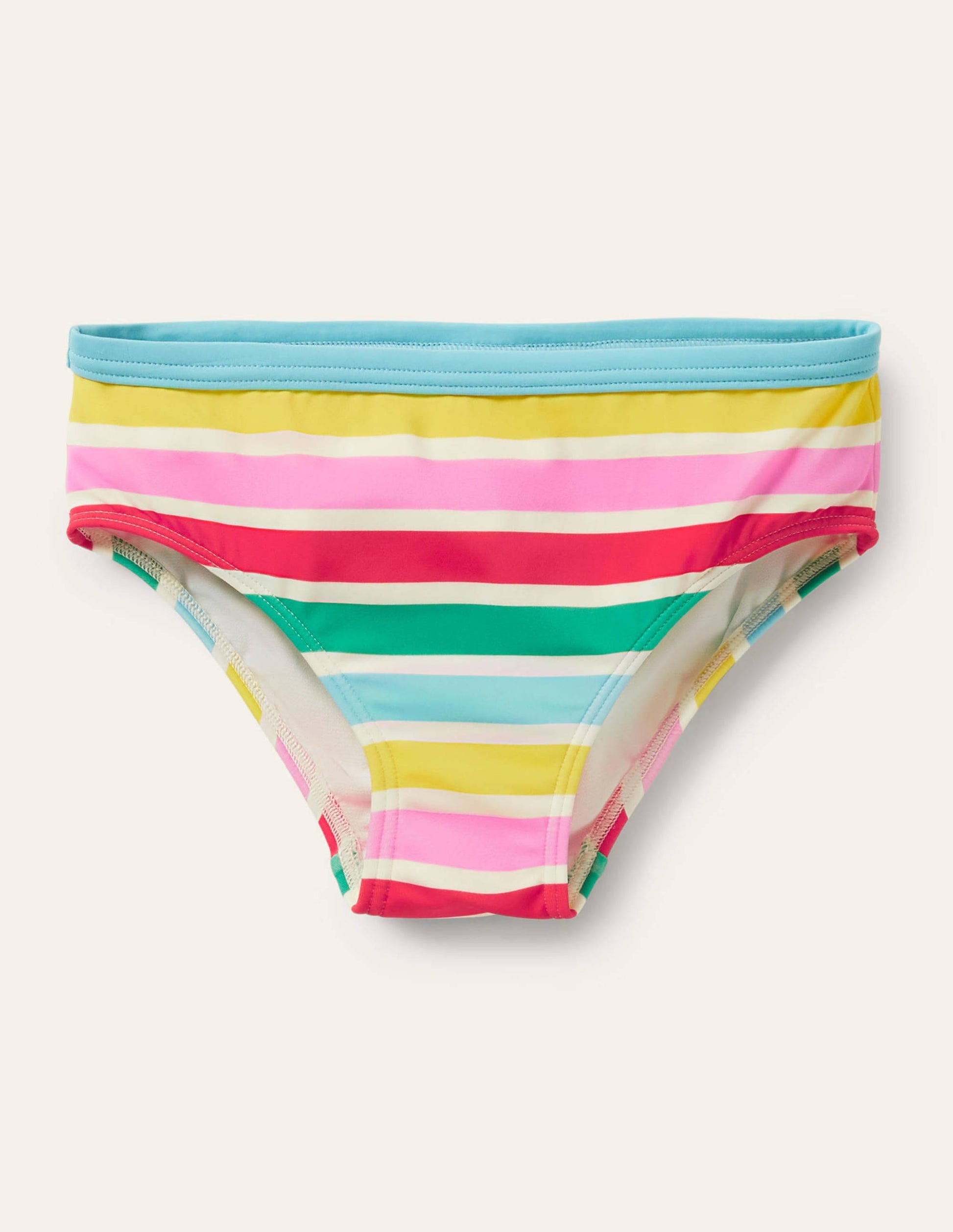 Patterned Bikini Bottoms-Ivory Multi Rainbow-1