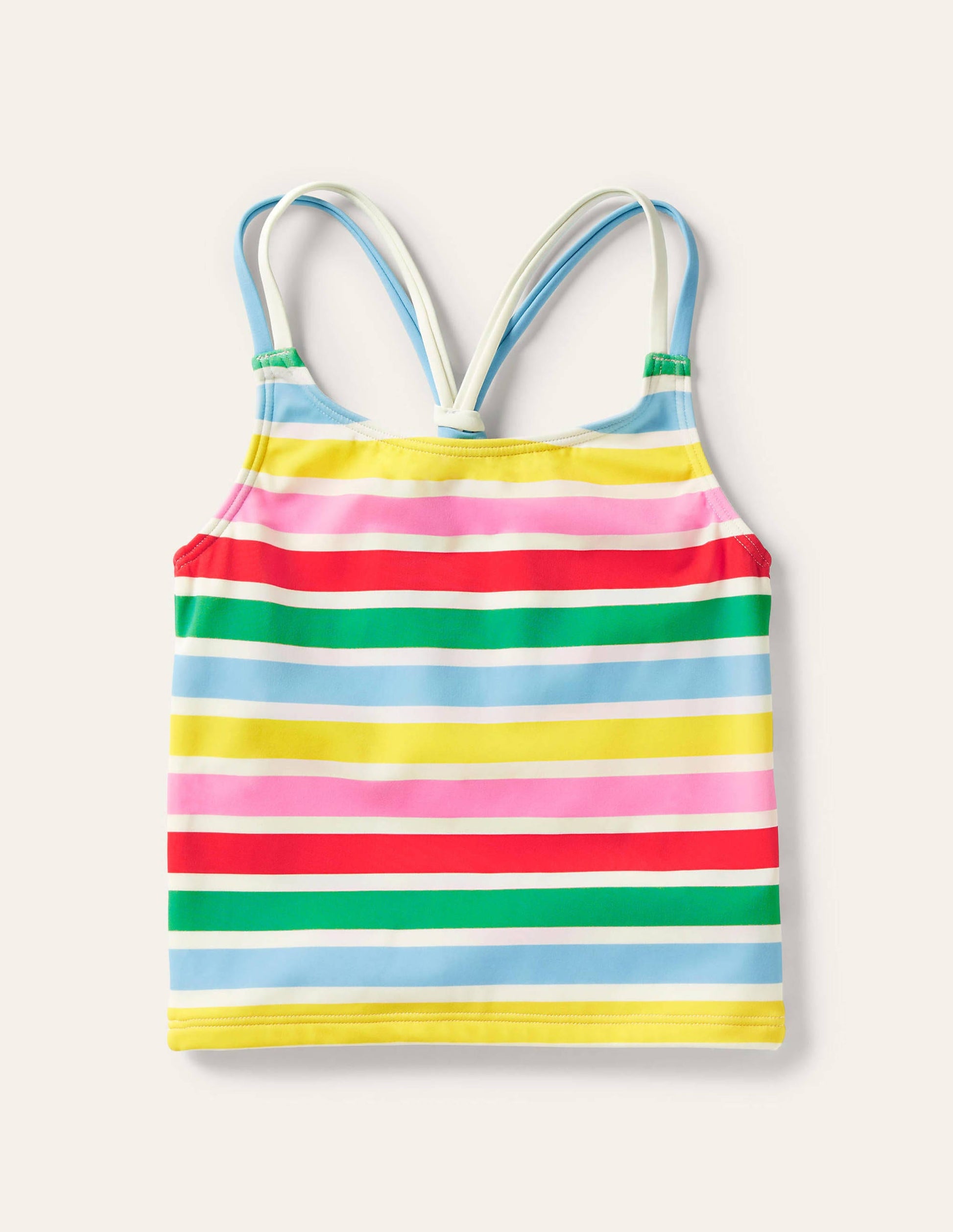 Patterned Tankini Top-Ivory/Multi Rainbow-1