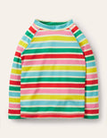 Patterned Rash Guard-Ivory/Multi Rainbow