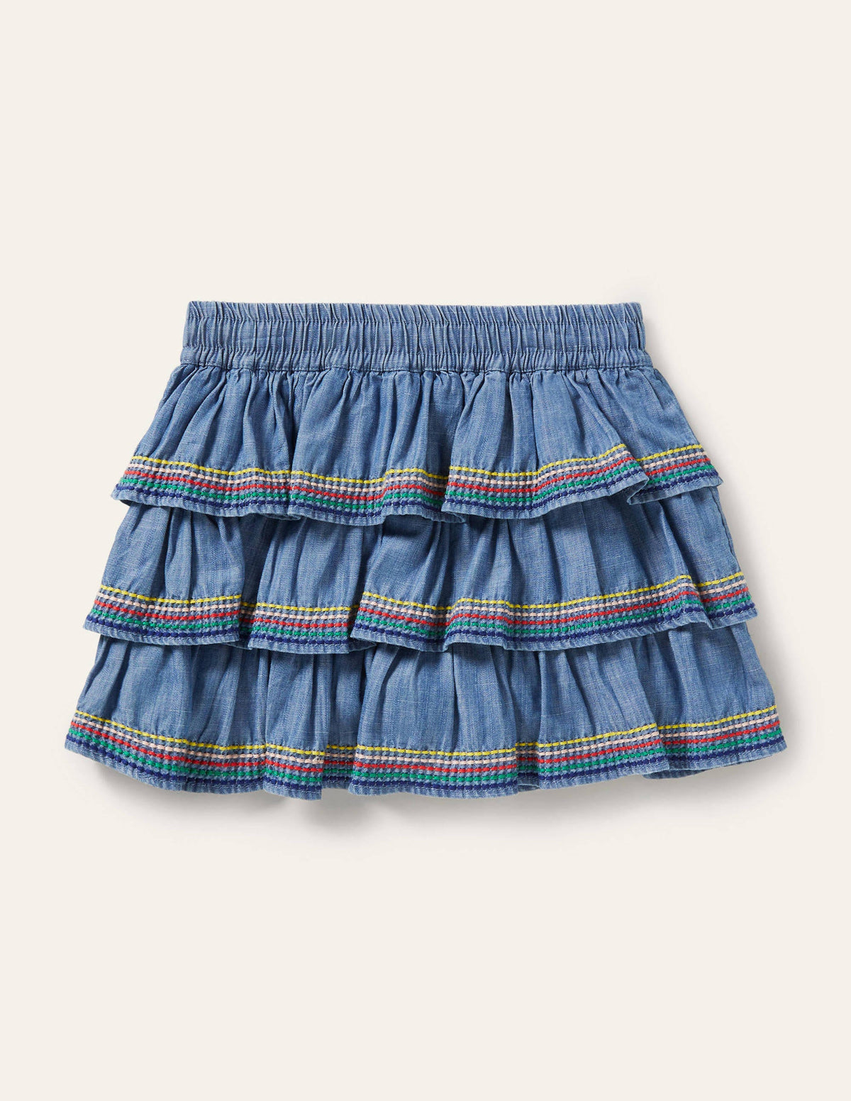 Tiered Woven Skort-Mid Vintage Denim - Image 2