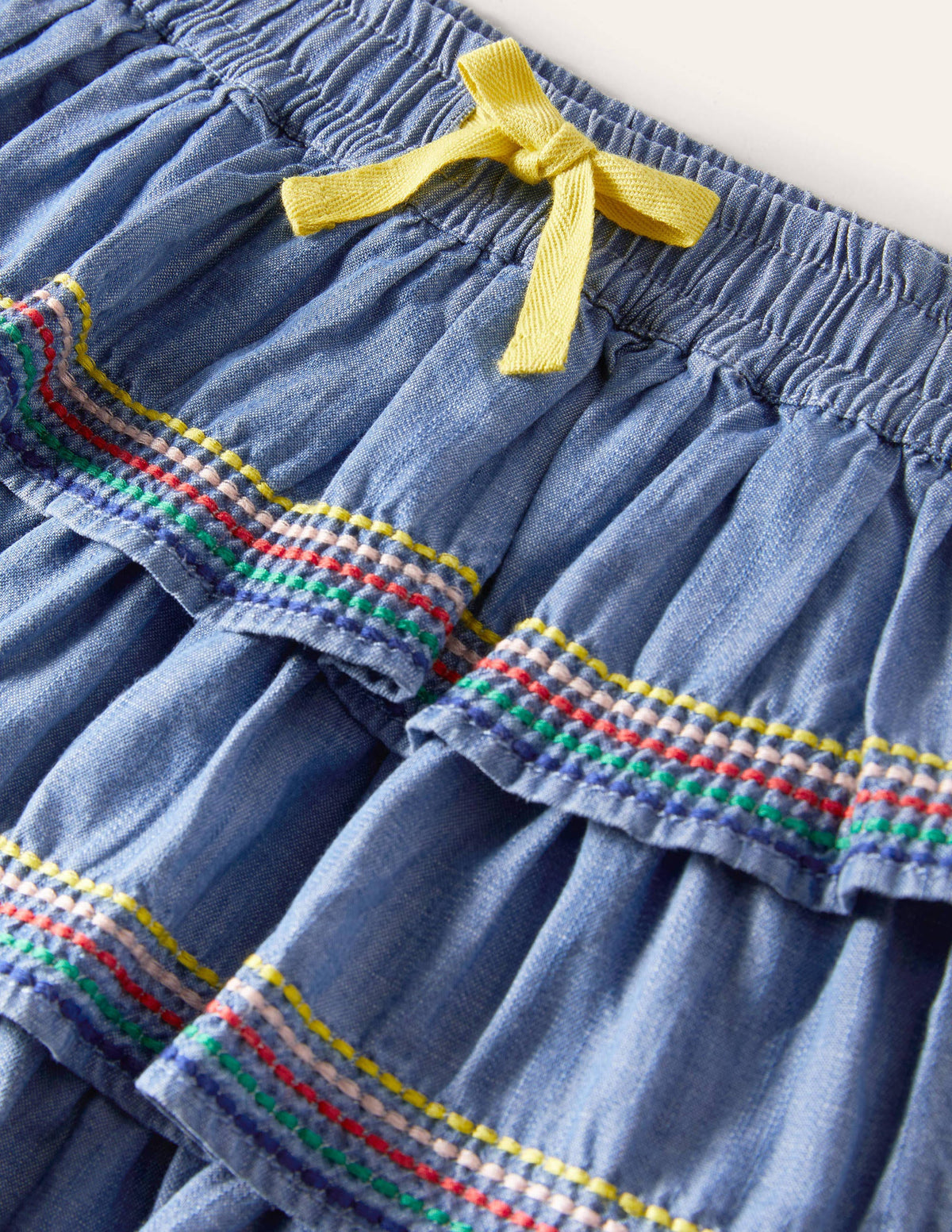 Tiered Woven Skort-Mid Vintage Denim - Image 3