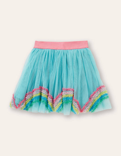 Tulle Rainbow Skirt-Aqua Blue Rainbows-1