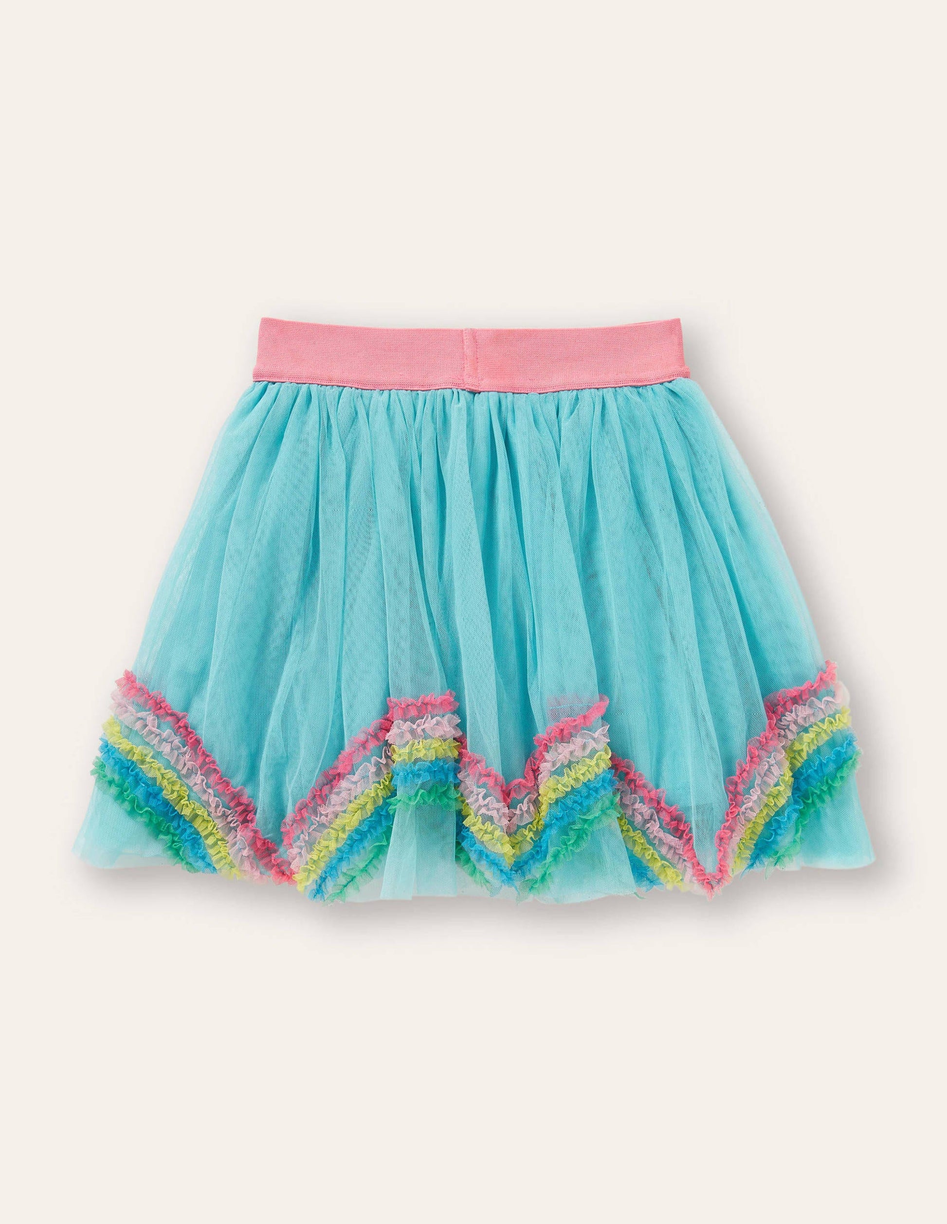 Tulle Rainbow Skirt-Aqua Blue Rainbows-2