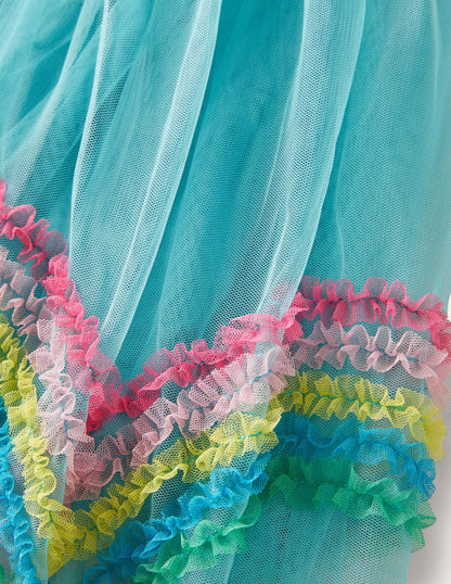 Tulle Rainbow Skirt-Aqua Blue Rainbows-3