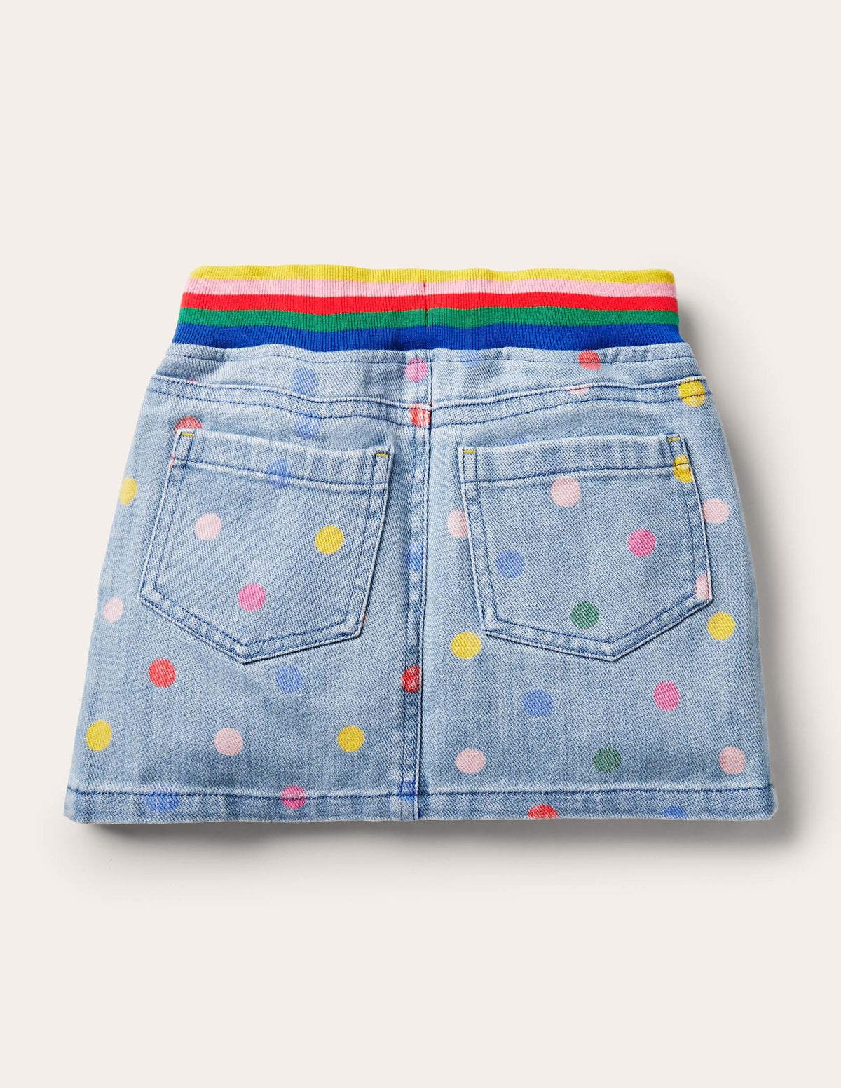 Rainbow Rib Denim Skirt-Chambray Multi Spot - Image 2