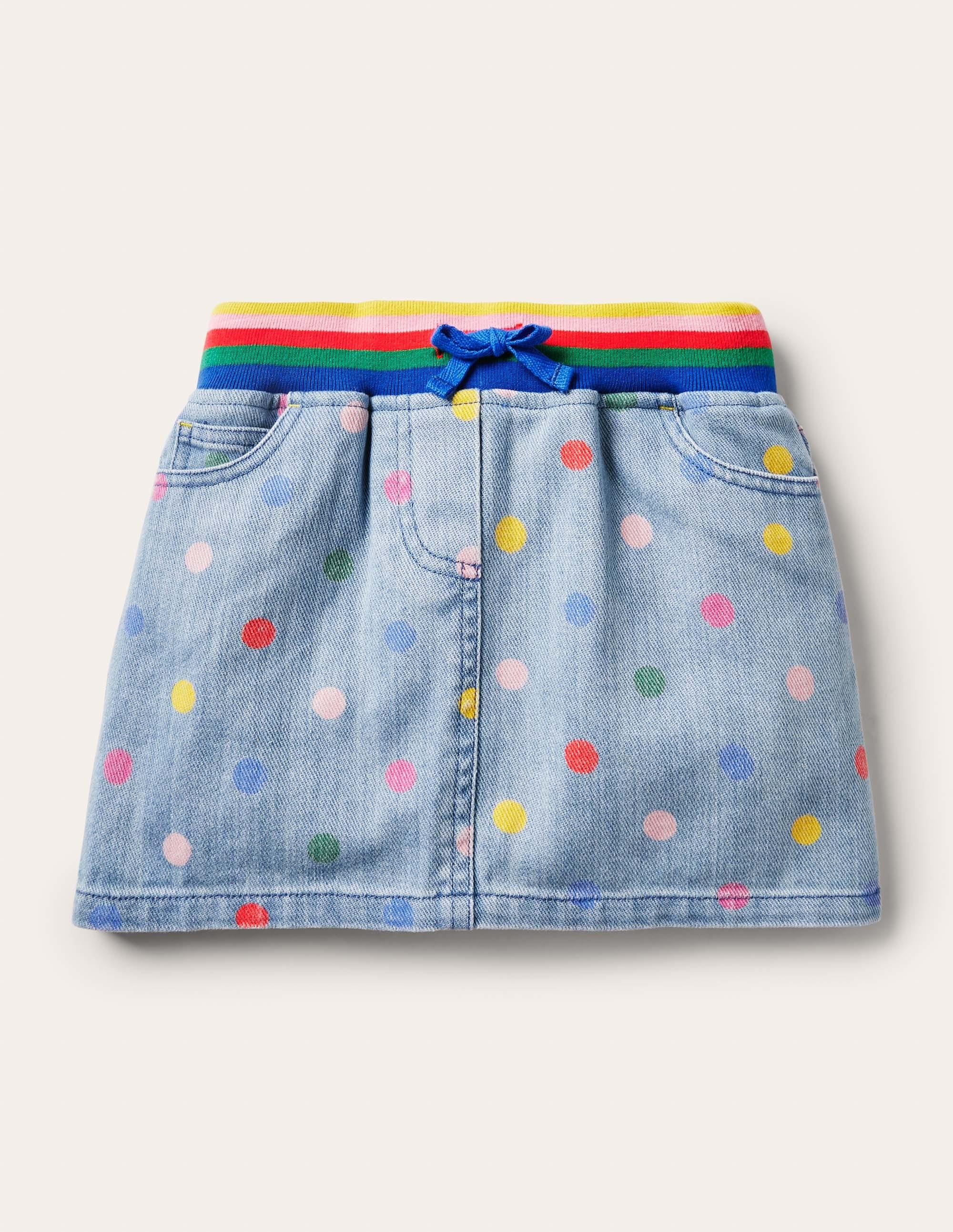 Rainbow Rib Denim Skirt-Chambray Multi Spot - Image 1