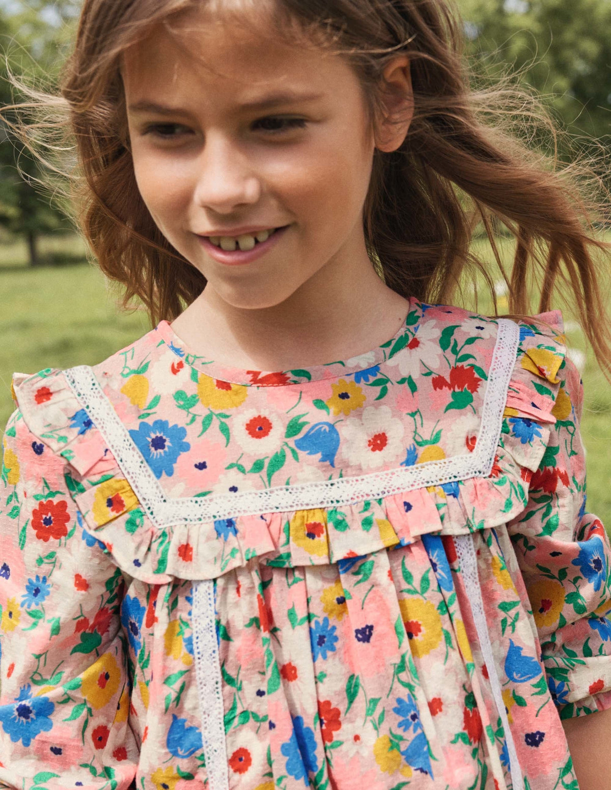 Long Sleeve Floral Dress-Boto Pink Painterly Floral - Image 4