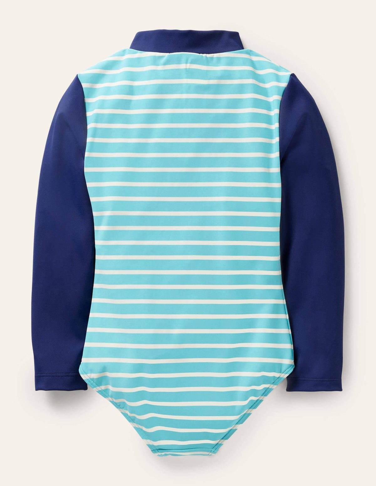 Long-sleeved Appliqué Swimsuit-Aqua/Ivory Puffins - Image 2