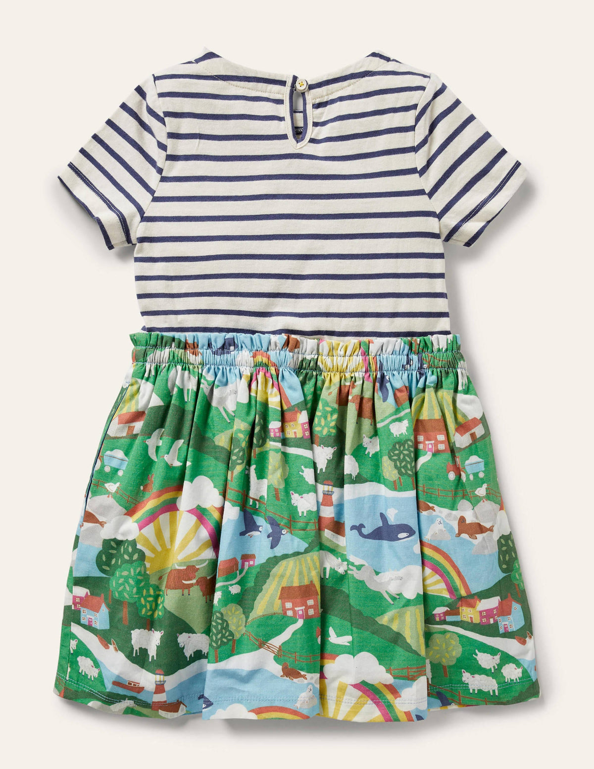 Short-sleeve Hotchpotch Dress-Ivory/ Starboard Blue Scene - Image 2