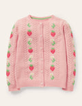 Cosy Pointelle Cardigan-Provence Pink Strawberries