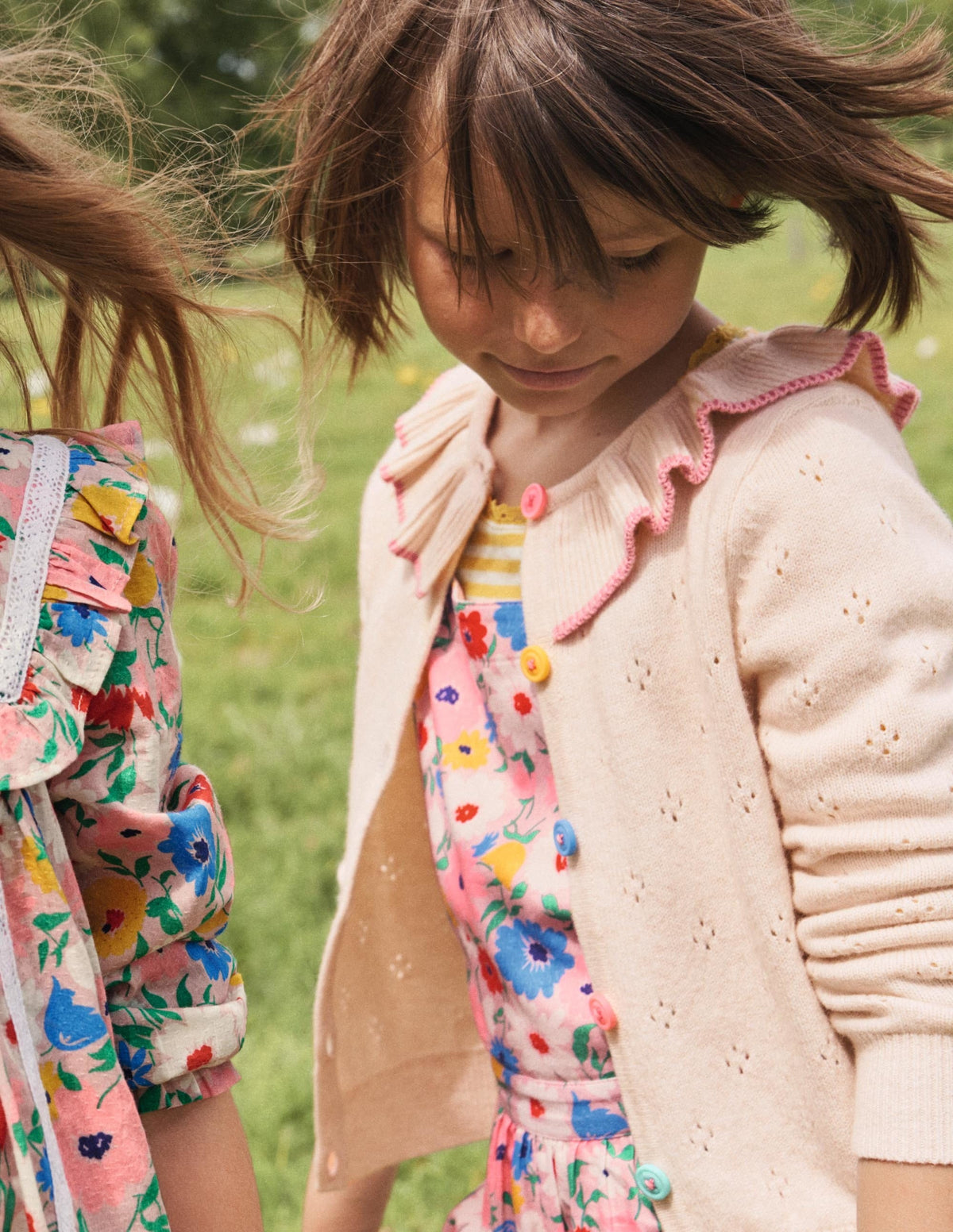 Collared Pointelle Cardigan-Ecru Marl Multi-4