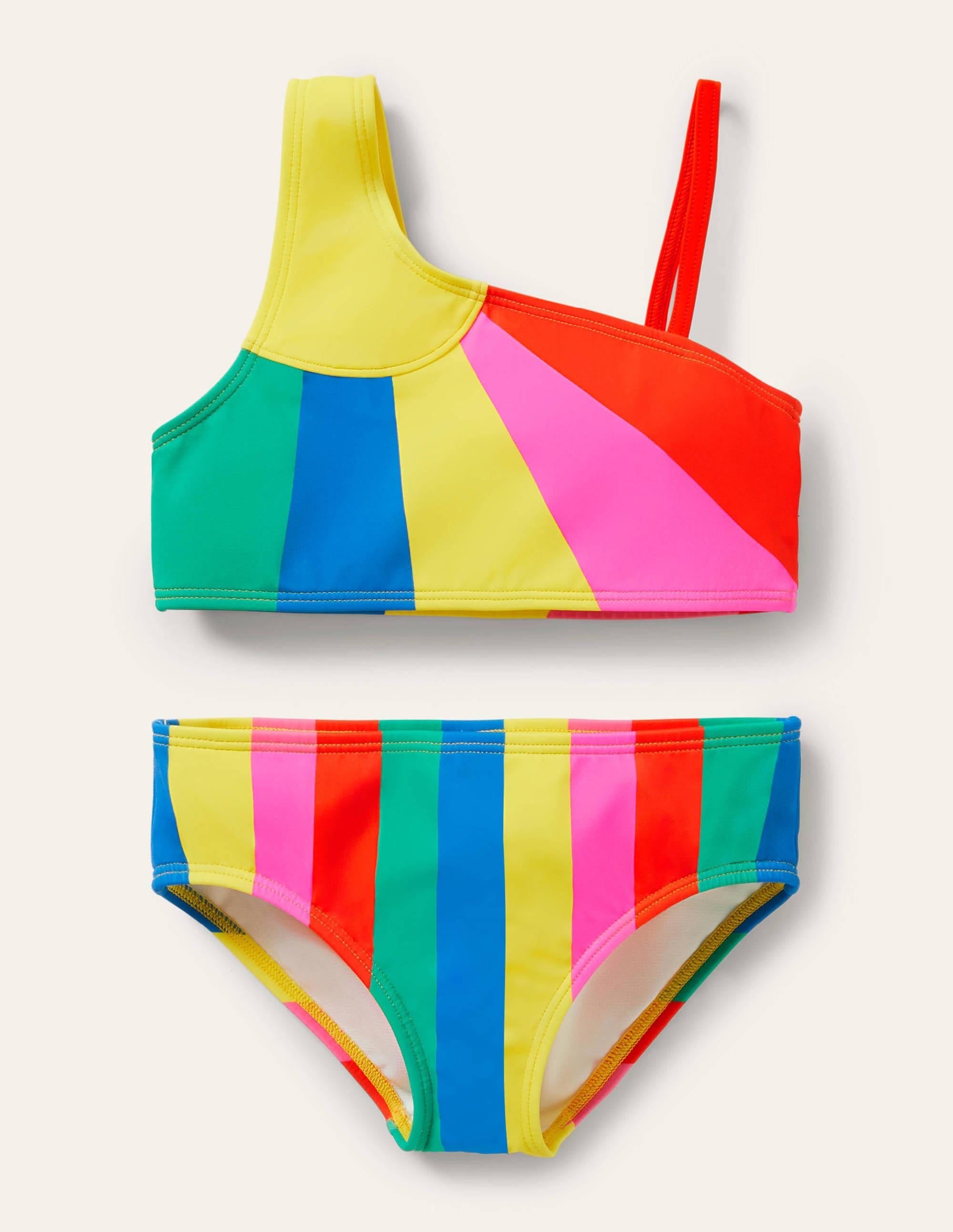 One Shoulder Bikini Set-Multi Sunray - Image 1