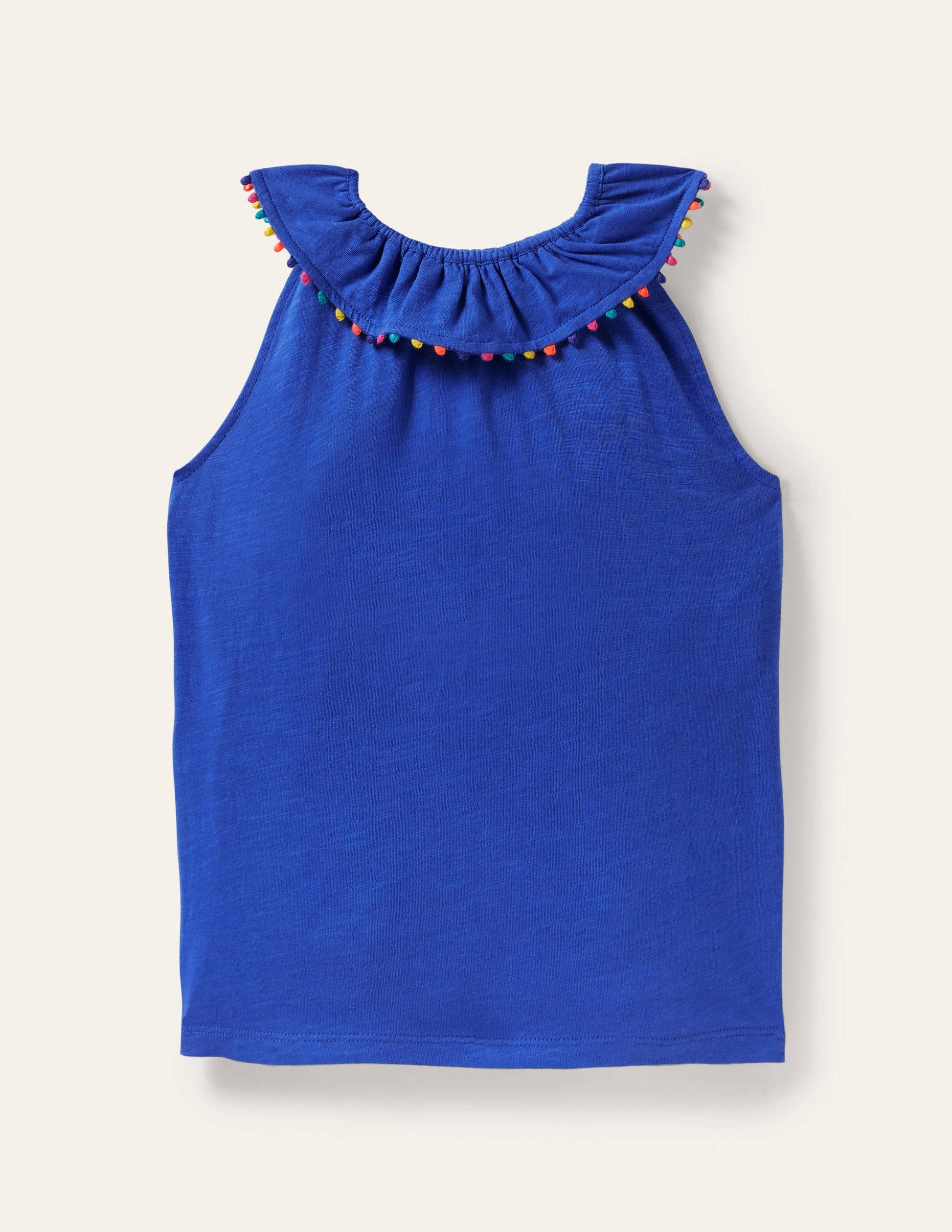 Charlie Pom Jersey Tank Top-Brilliant Blue-1