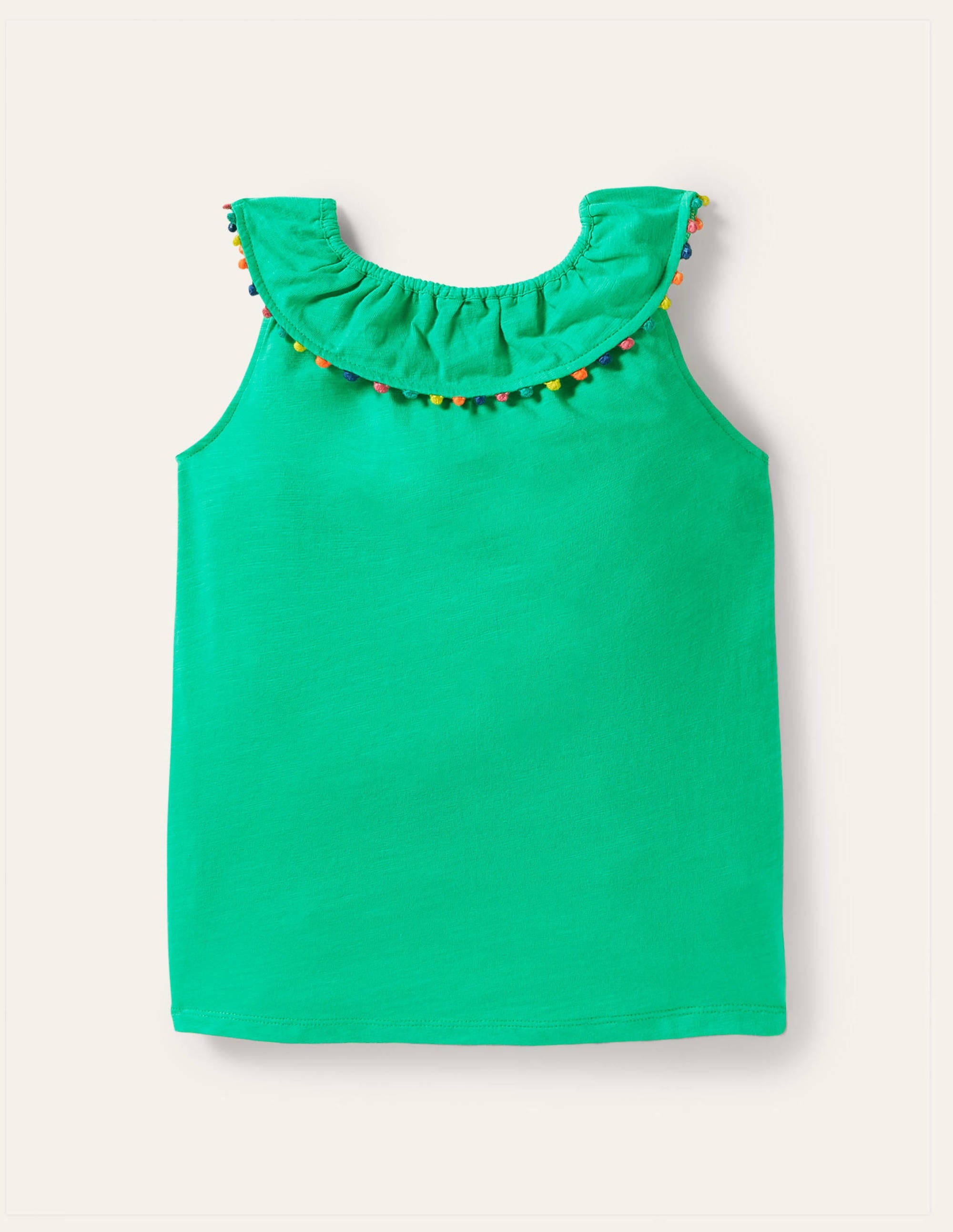 Charlie Pom Jersey Tank Top-Tropical Green - Image 1