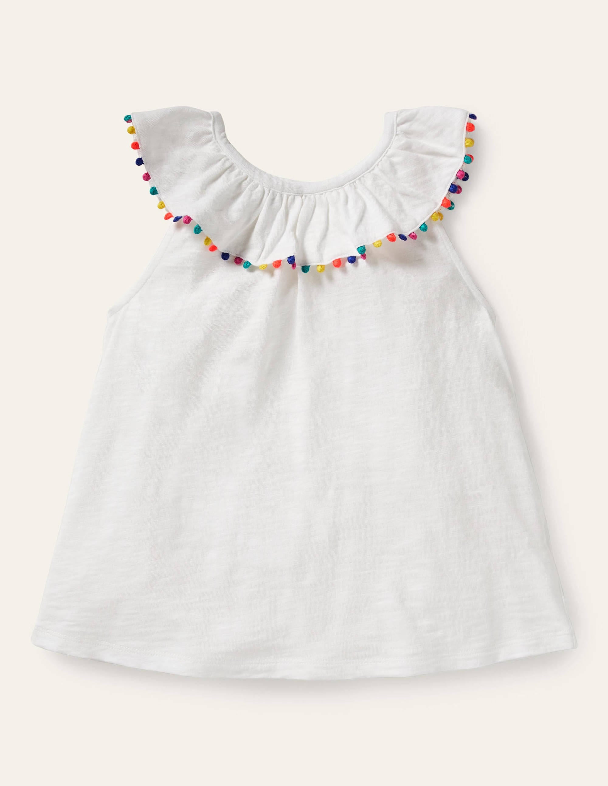 Charlie Pom Jersey Tank Top-White - Image 1