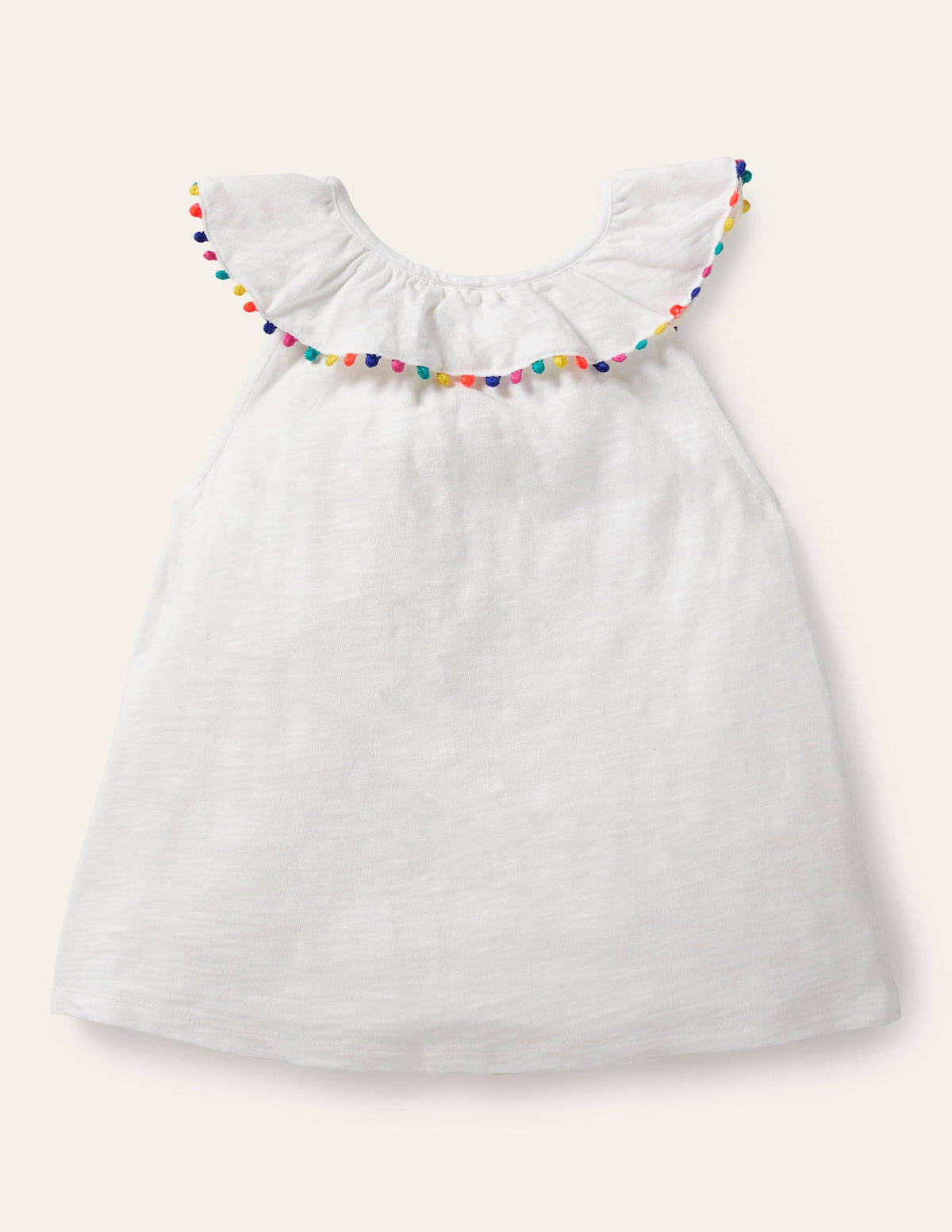 Charlie Pom Jersey Tank Top-White-2