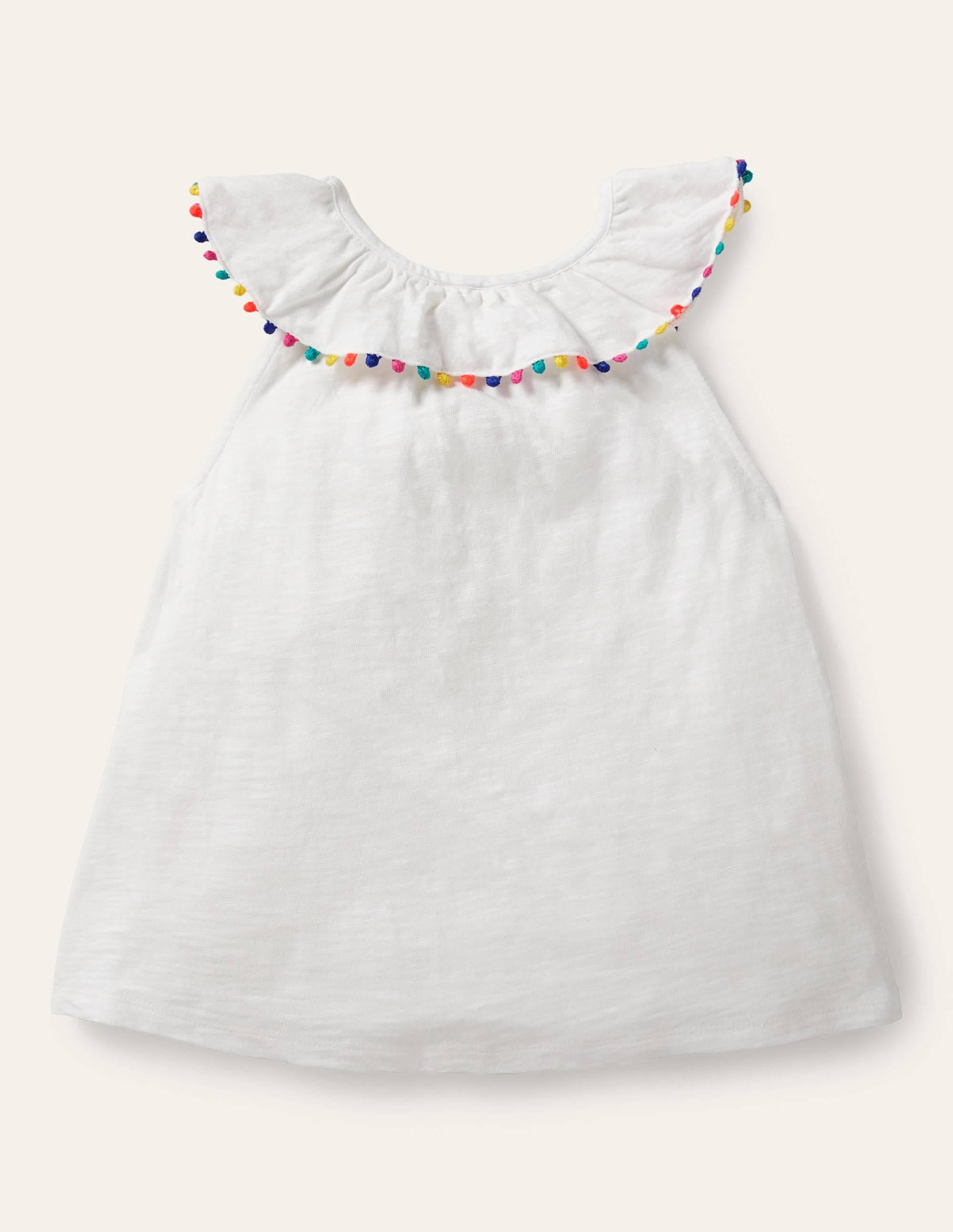 Charlie Pom Jersey Tank Top-White - Image 2