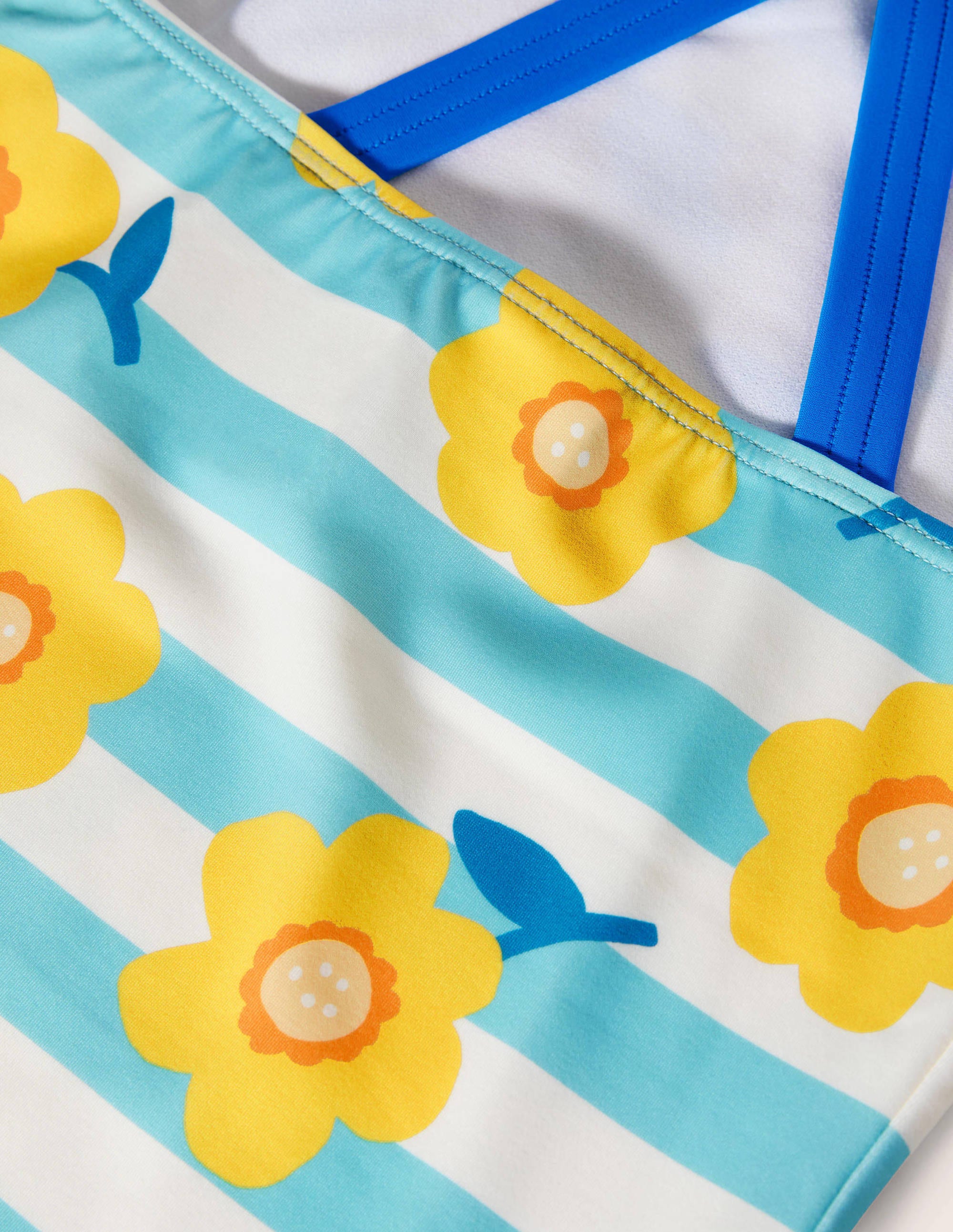 Cross-back Printed Swimsuit-Aqua Blue/ Ivory Daffodil - Image 3