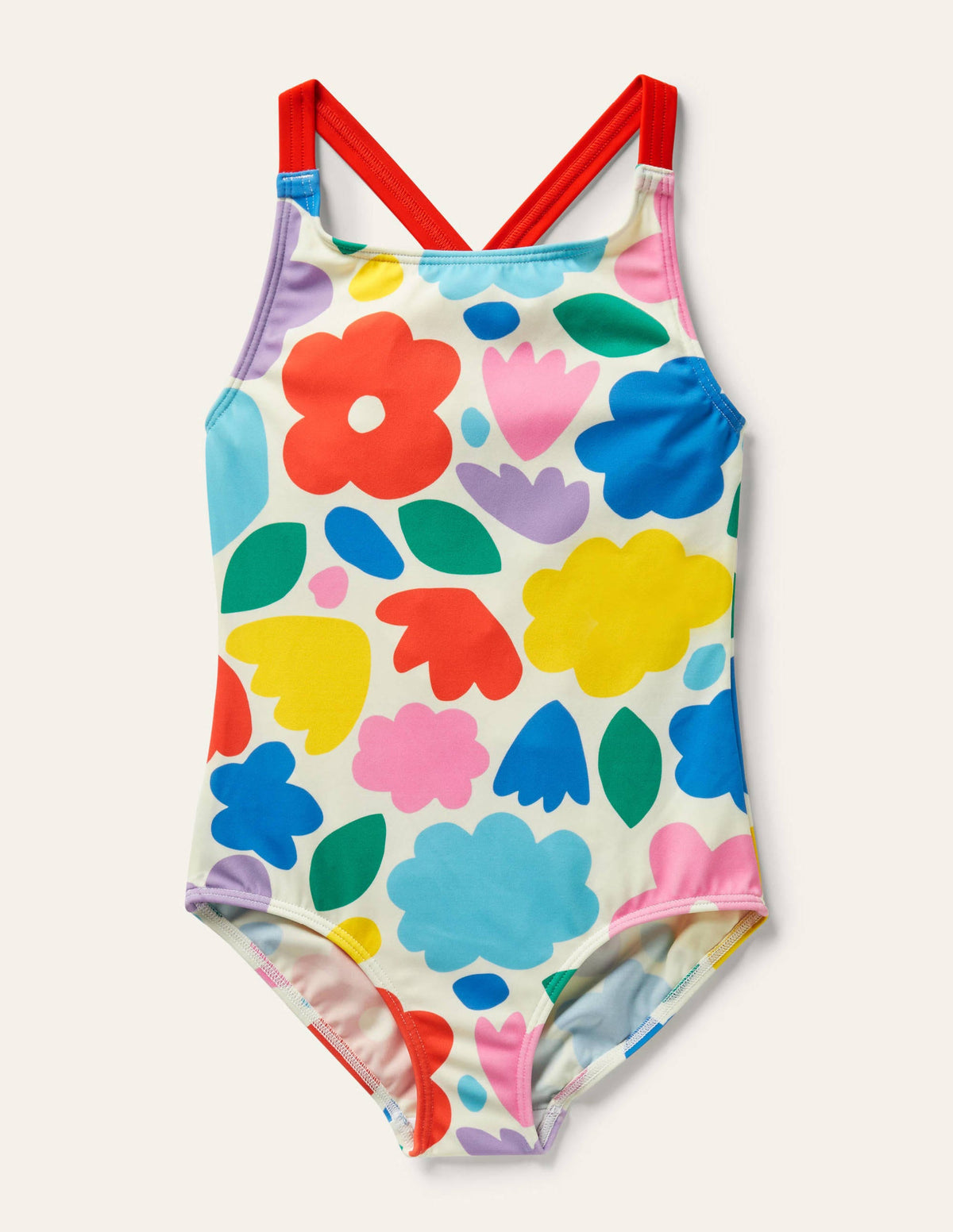 Cross-back Printed Swimsuit-Multi Painted Floral - Image 1