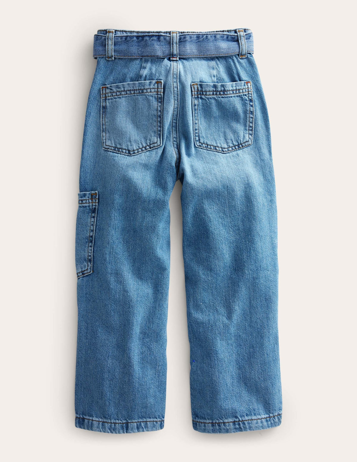 Tie Waist Cargo Pants-Mid Vintage Denim - Image 2