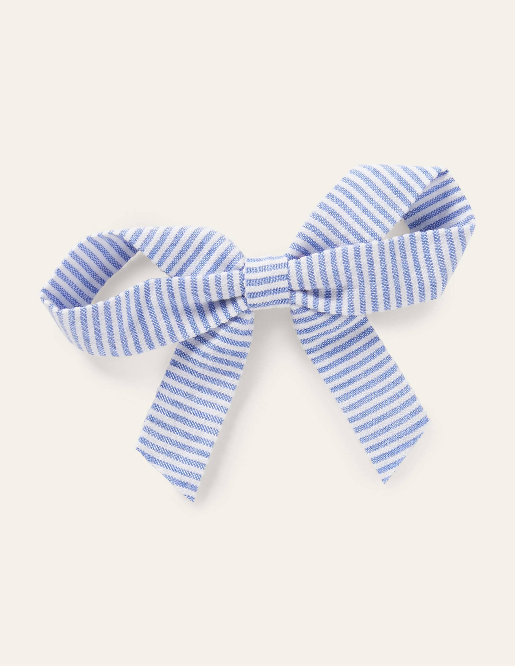 Velvet Bow Hair Clip-Blue Ticking - Image 1