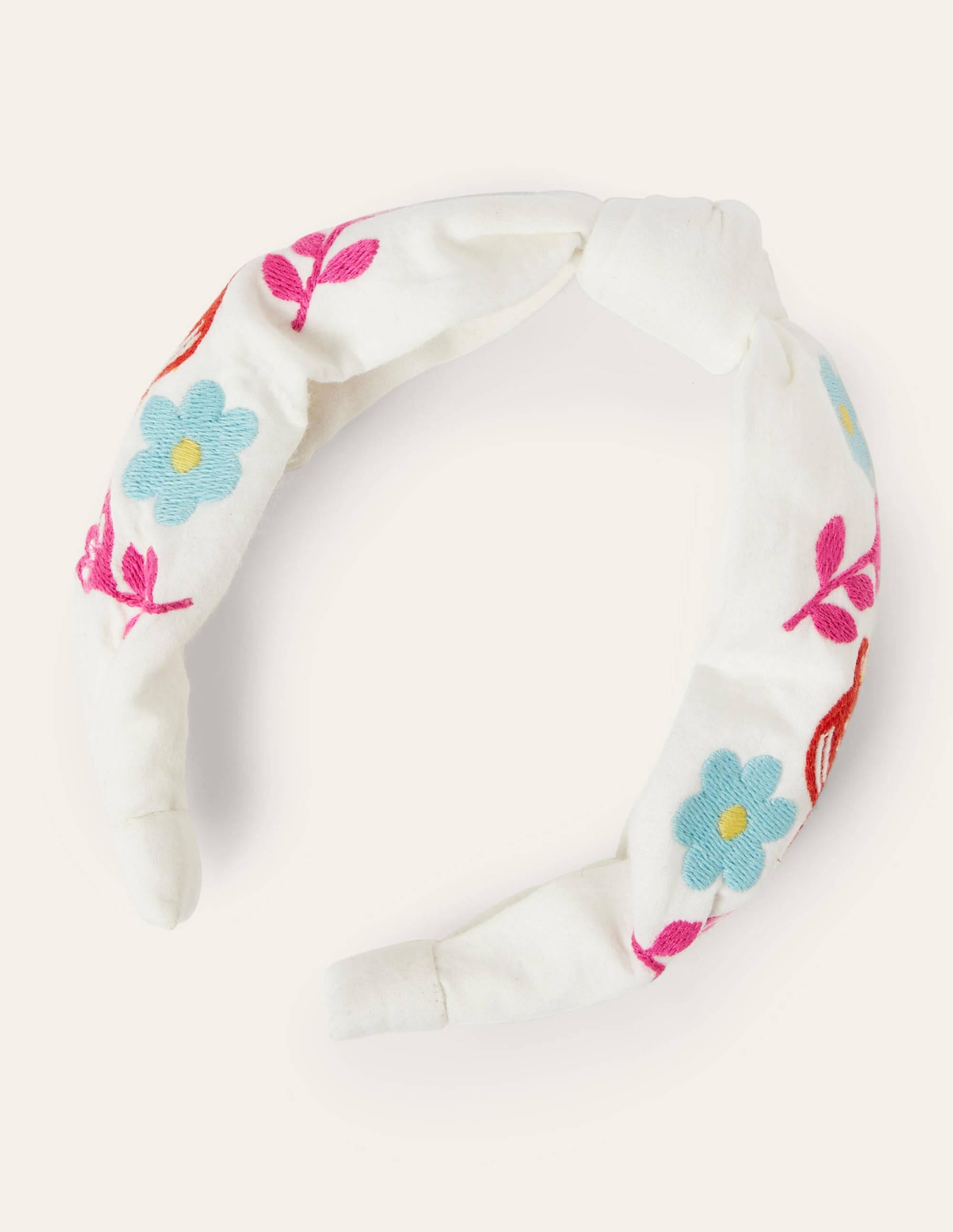 Twist Headband-Ivory Embroidered Birds - Image 2