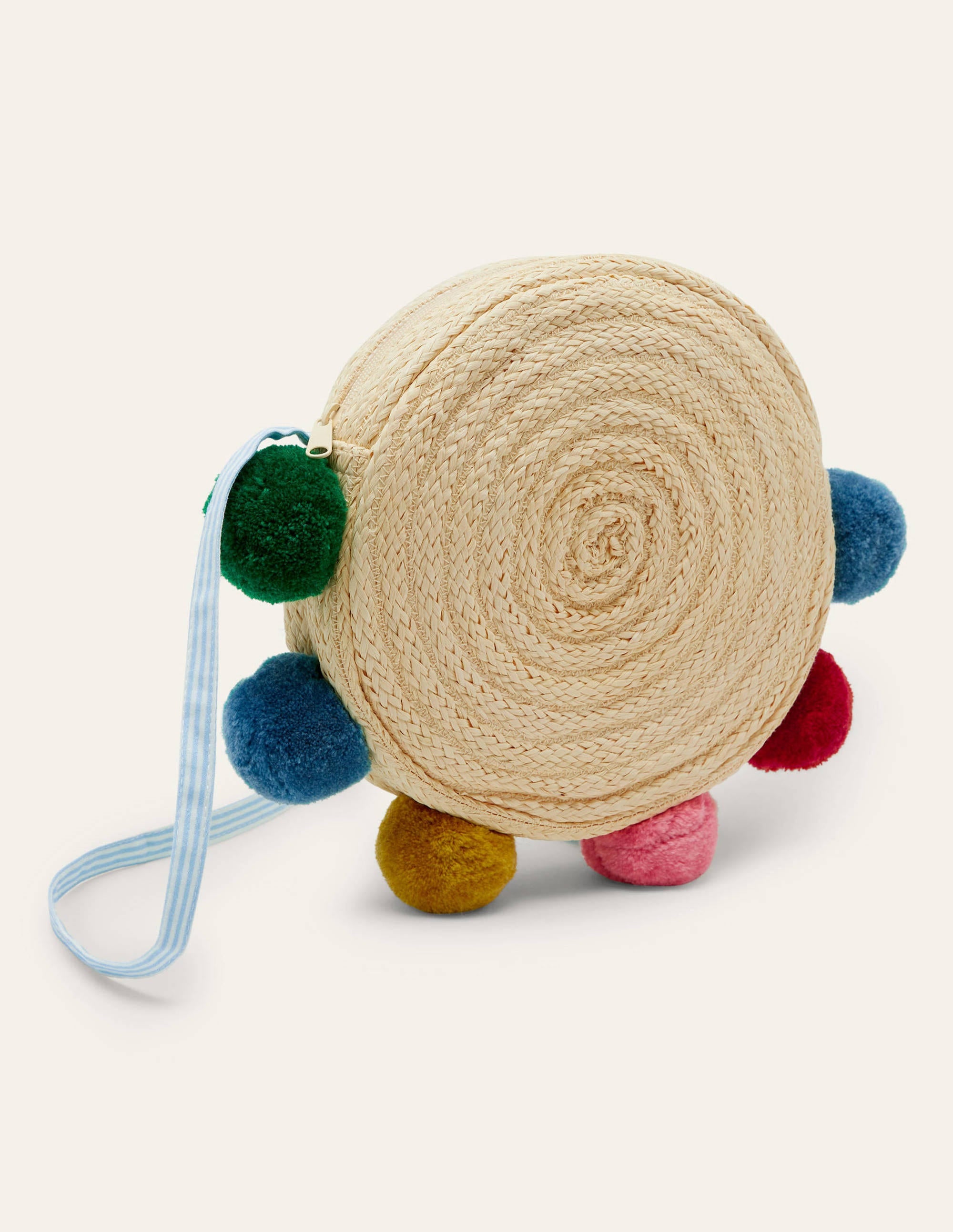 Straw Bag-Rainbow Poms - Image 1