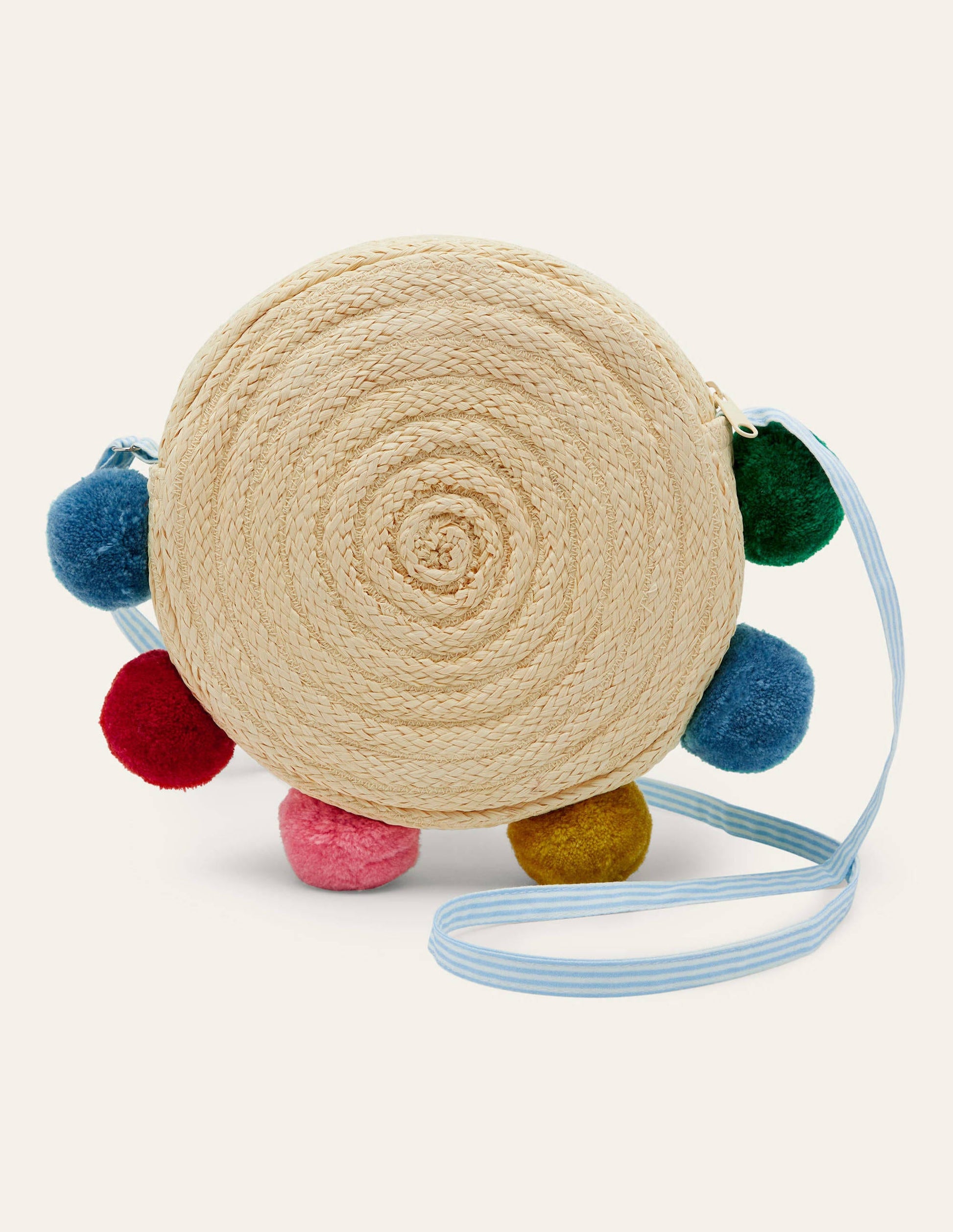 Straw Bag-Rainbow Poms-2
