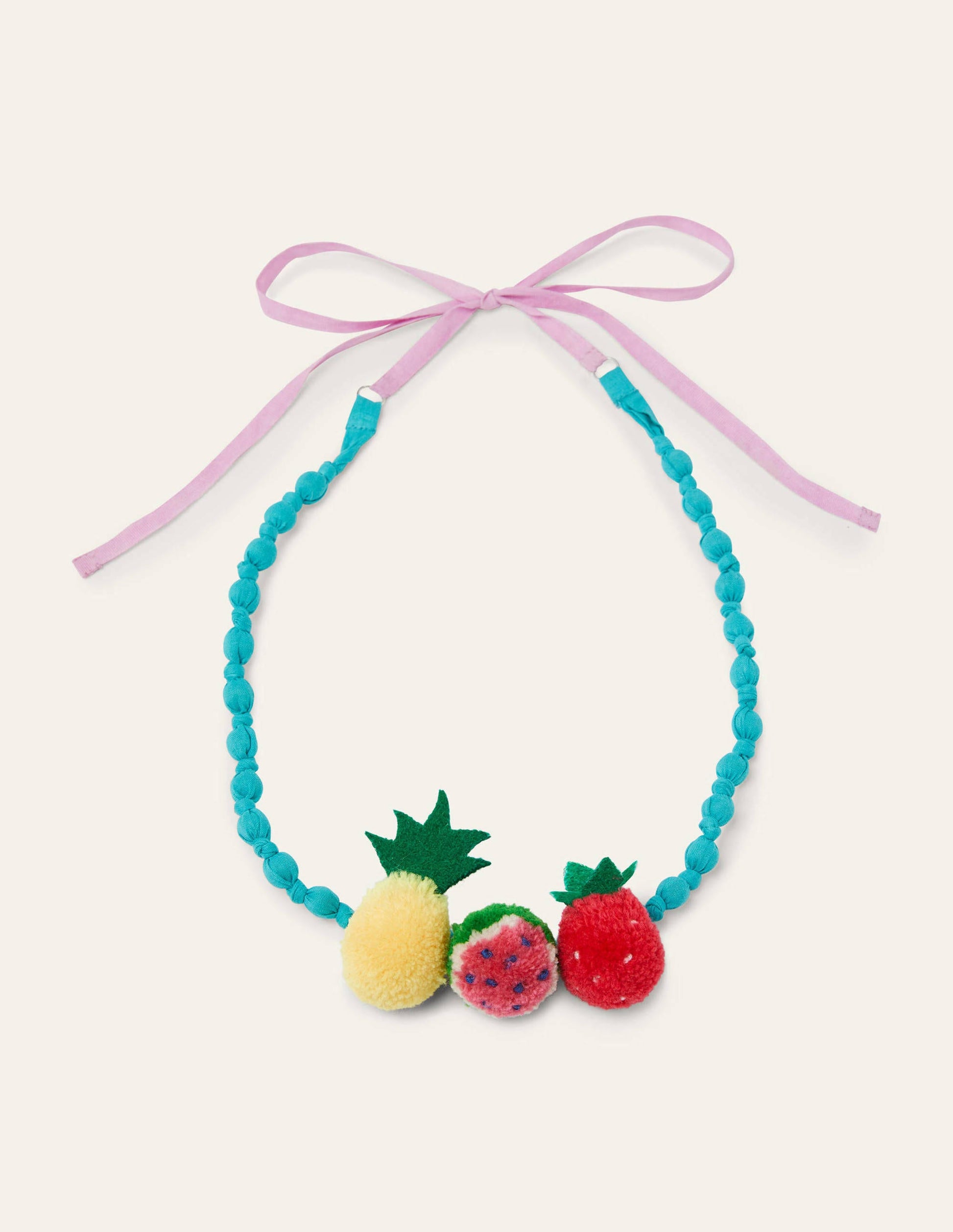 Fabric Necklace-Fruit Pom Poms-1