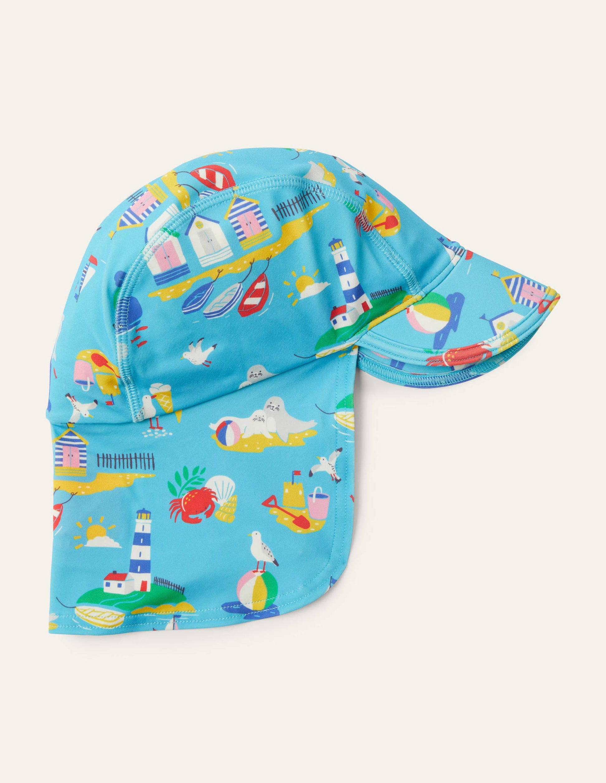 Sun-safe Swim Hat-Aqua Coastal Scene-1