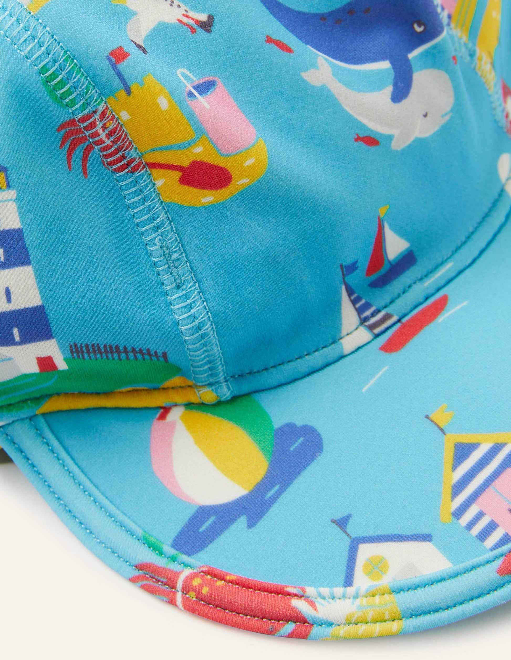 Sun-safe Swim Hat-Aqua Coastal Scene-2