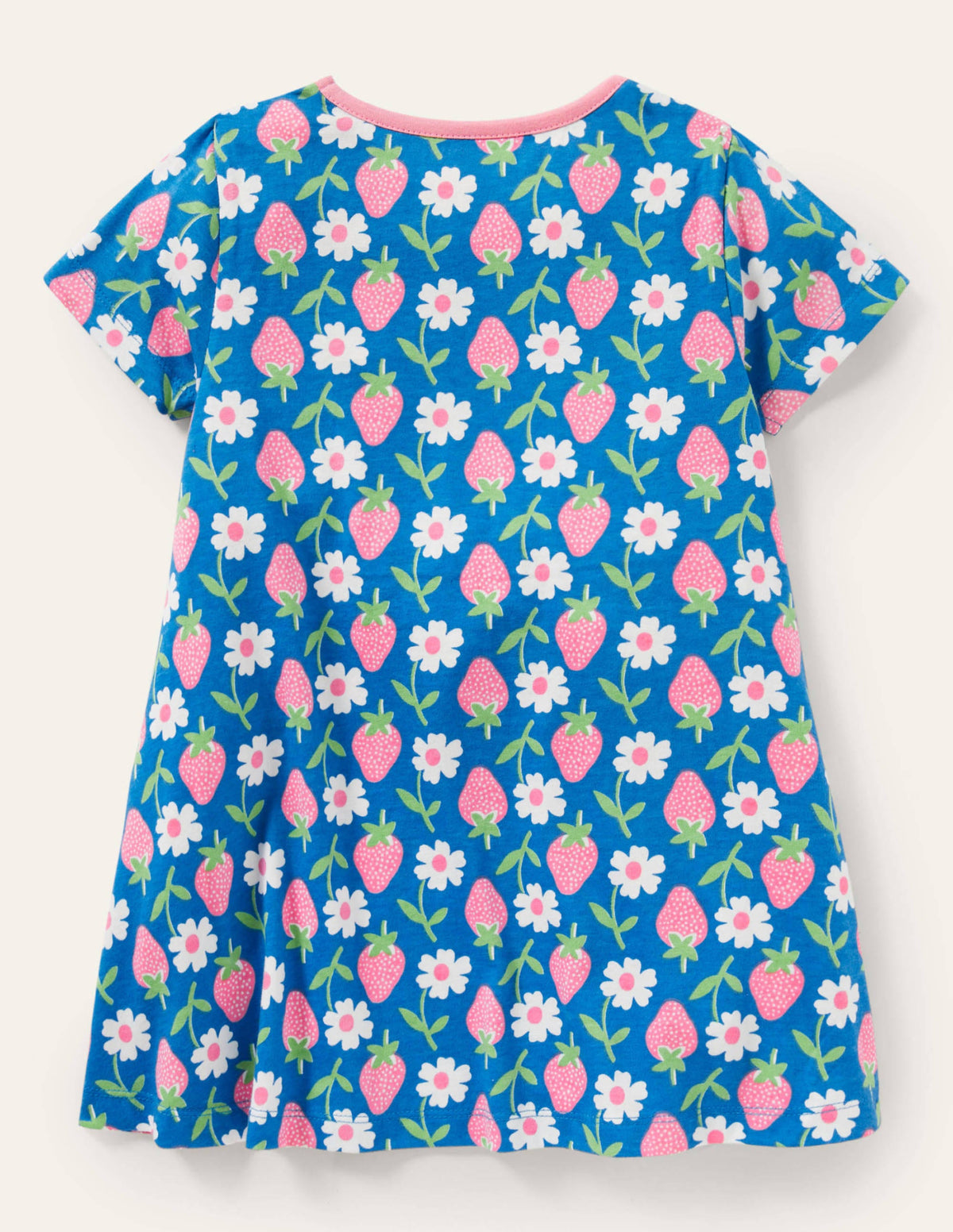 Short-sleeved Printed Tunic-Marina Blue Strawberry Stamp-2