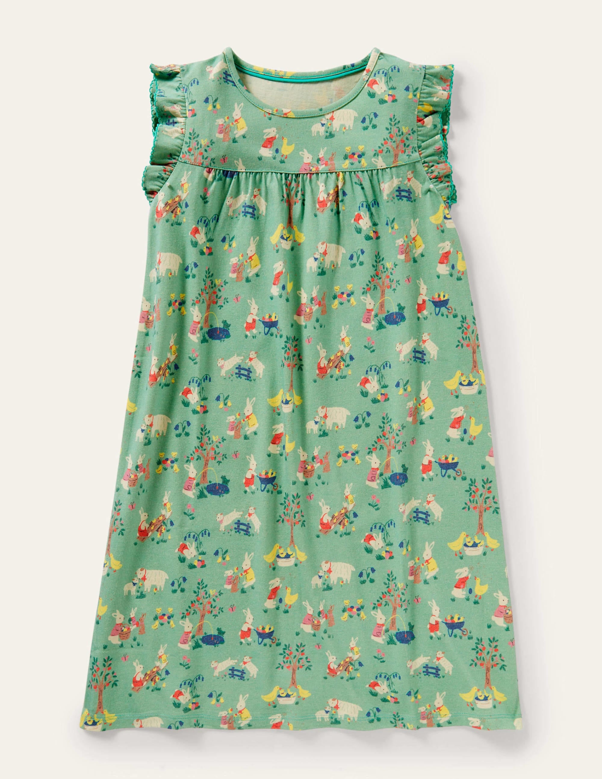 Printed Nightgown-Fountain Green Spring Time - Image 1