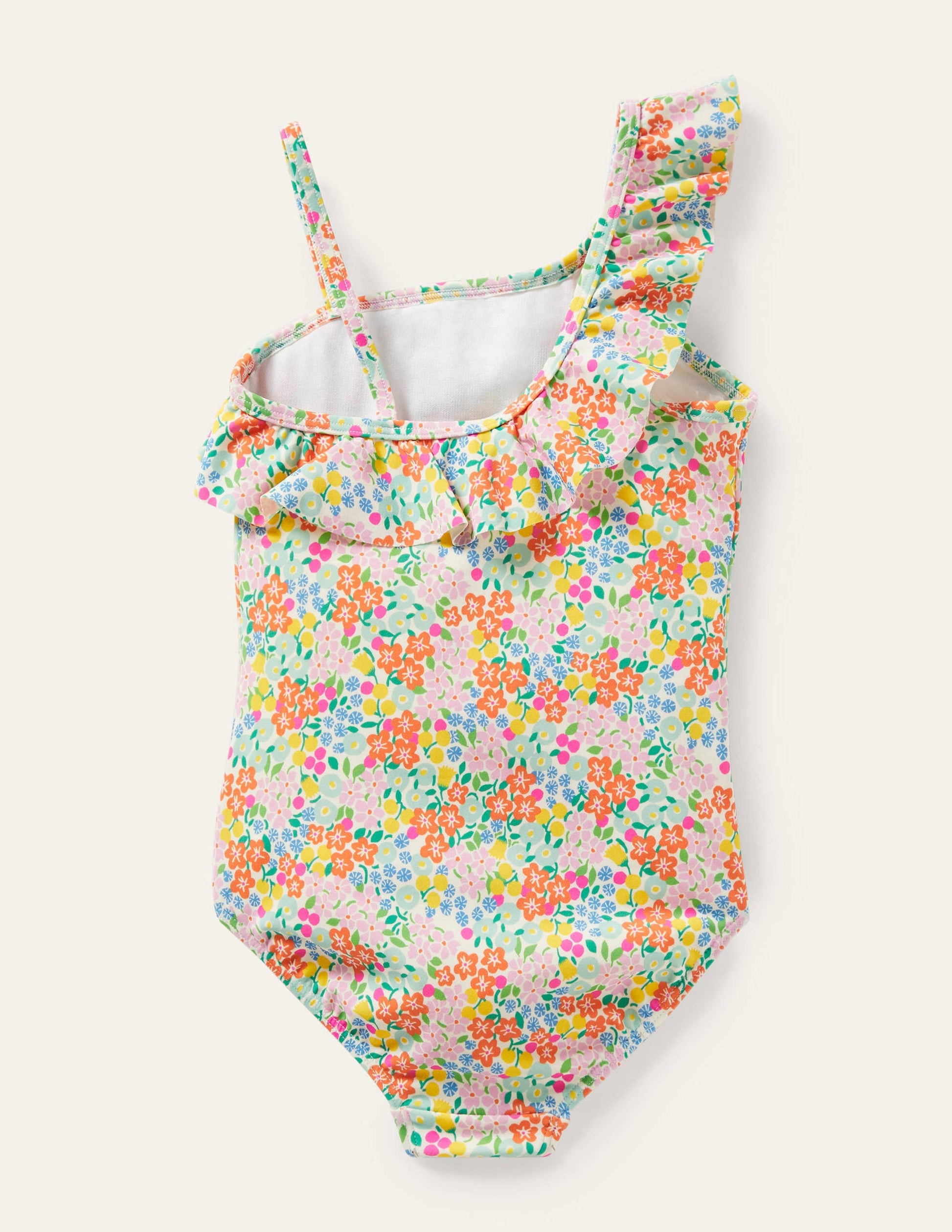One Shoulder Frill Swimsuit-Multi Tropical Flowerbed-2