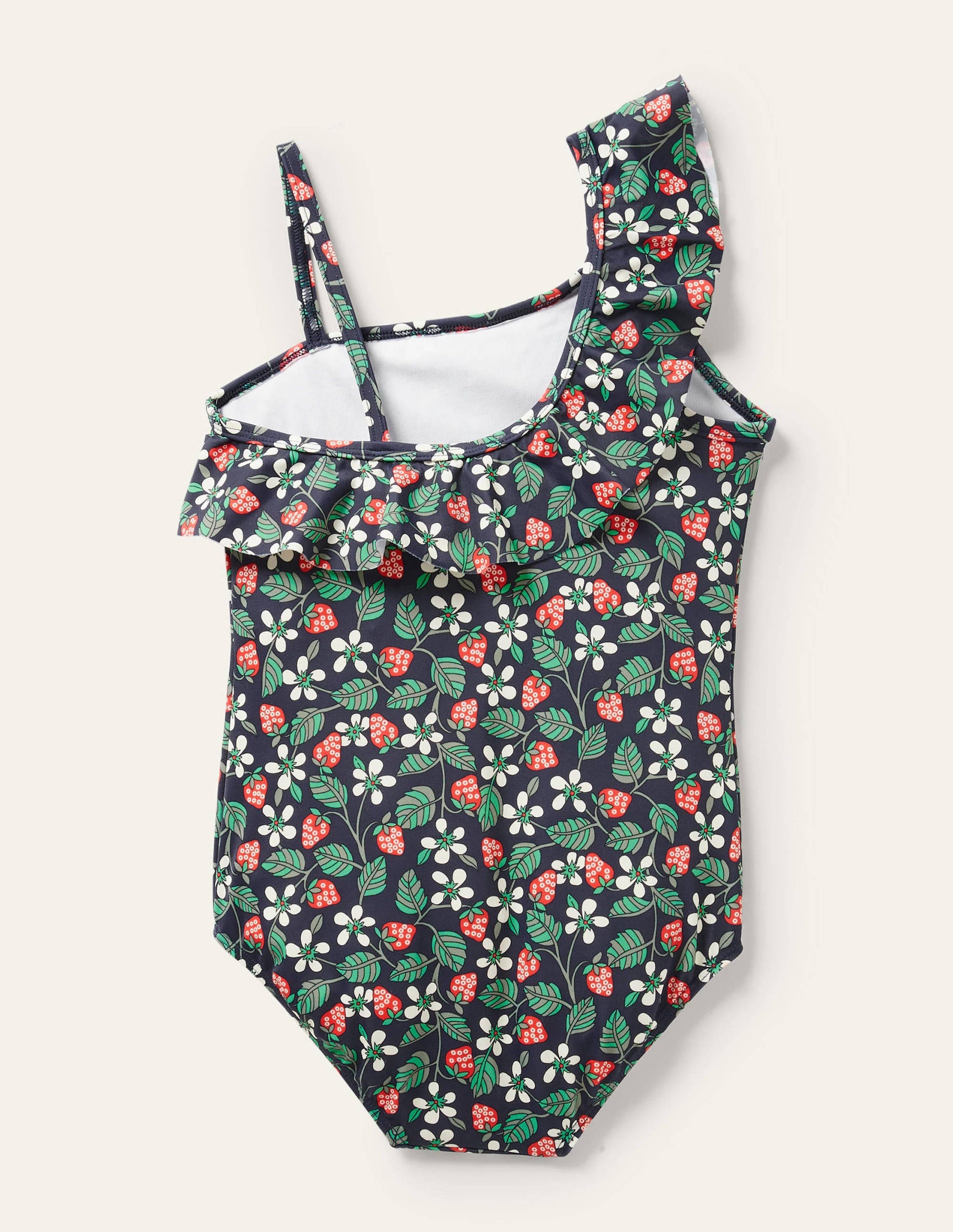 Navy Strawberry Print One Shoulder Swimsuit-Navy Strawberry-2