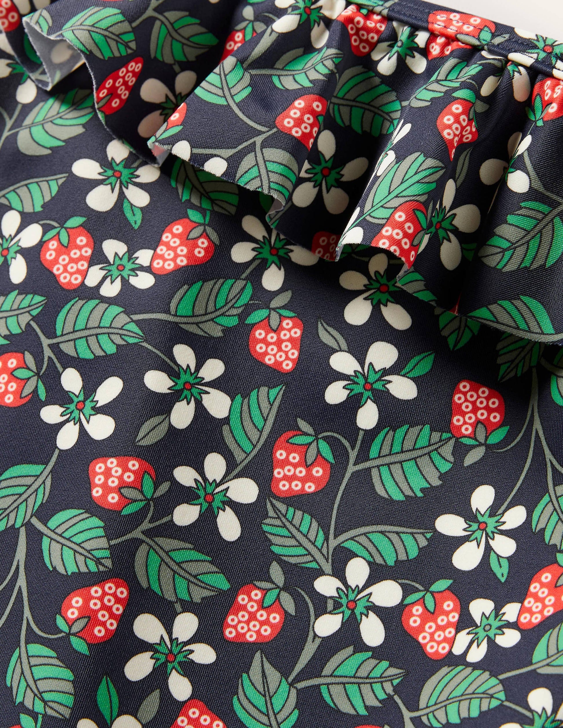 Navy Strawberry Print One Shoulder Swimsuit-Navy Strawberry-3