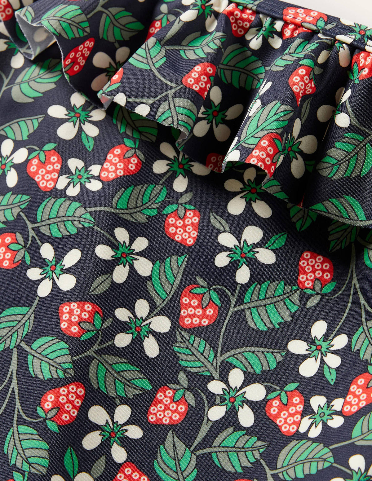 Navy Strawberry Print One Shoulder Swimsuit-Navy Strawberry - Image 3