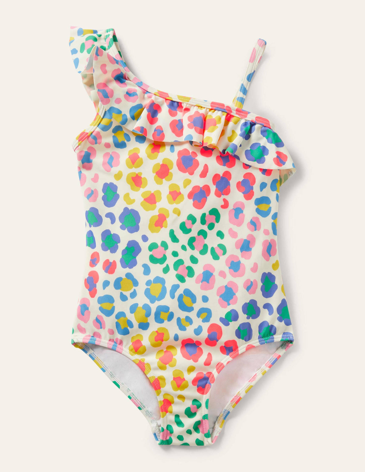One Shoulder Frill Swimsuit-Multi Leopard Print - Image 1