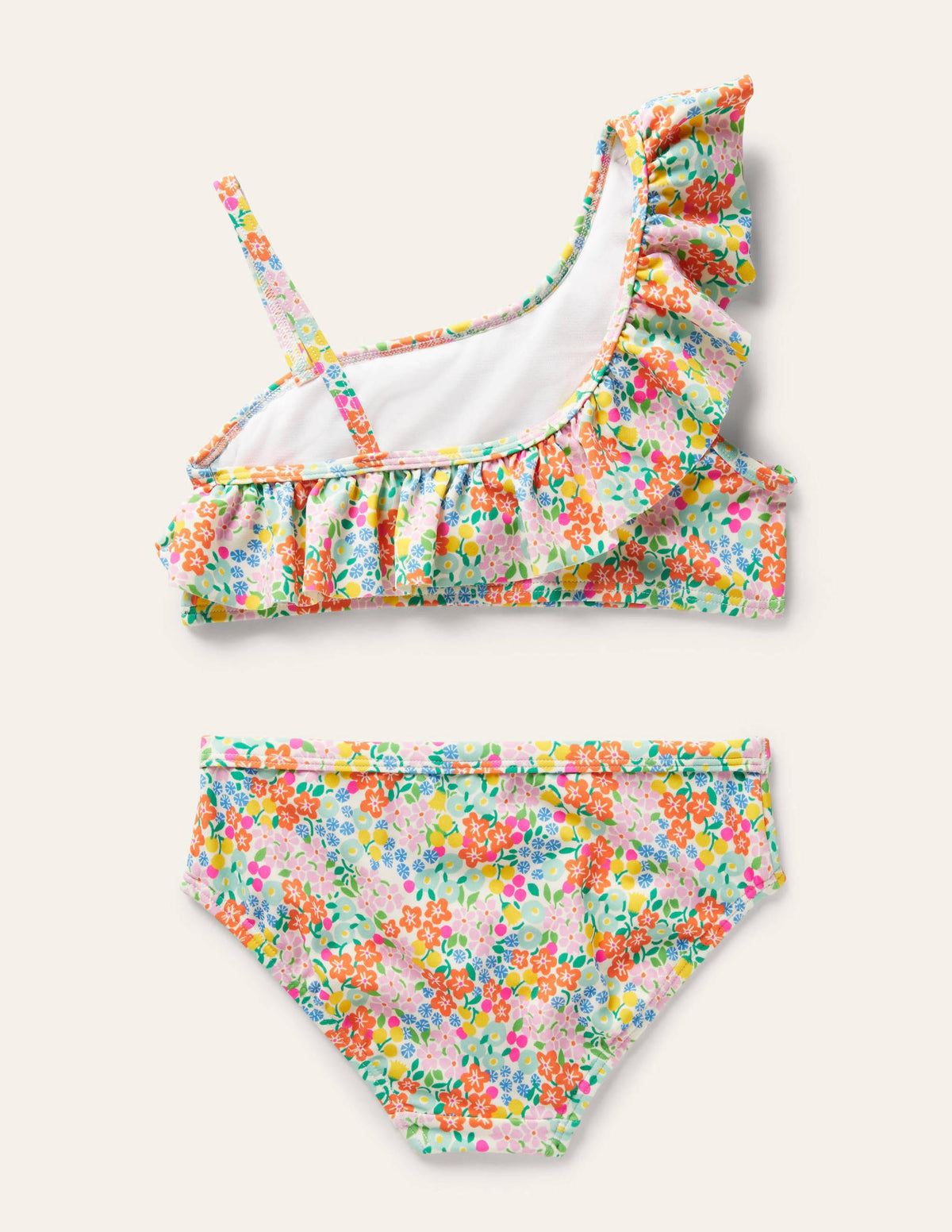 One Shoulder Frilly Bikini-Multi Tropical Flowerbed - Image 2