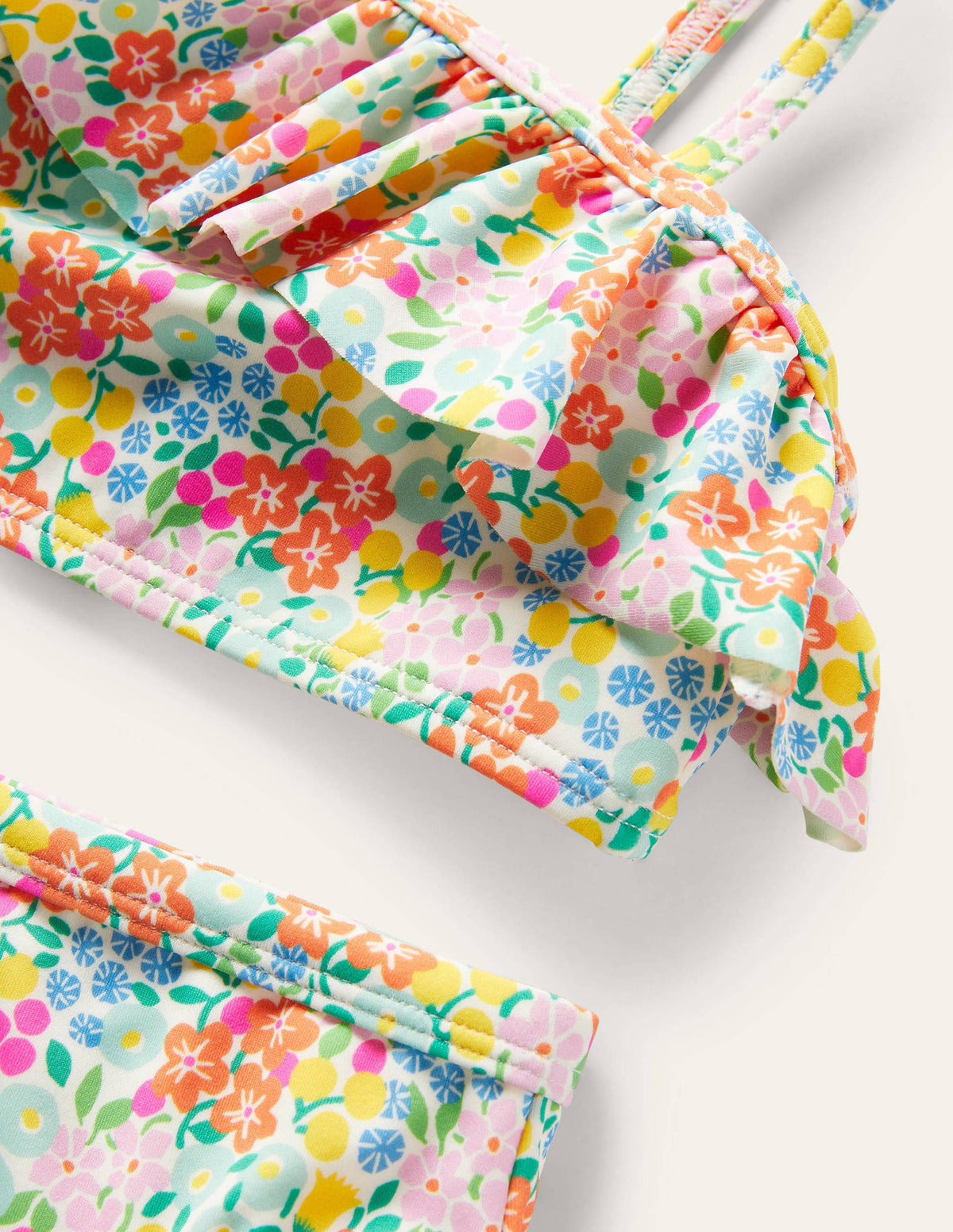 One Shoulder Frilly Bikini-Multi Tropical Flowerbed-3