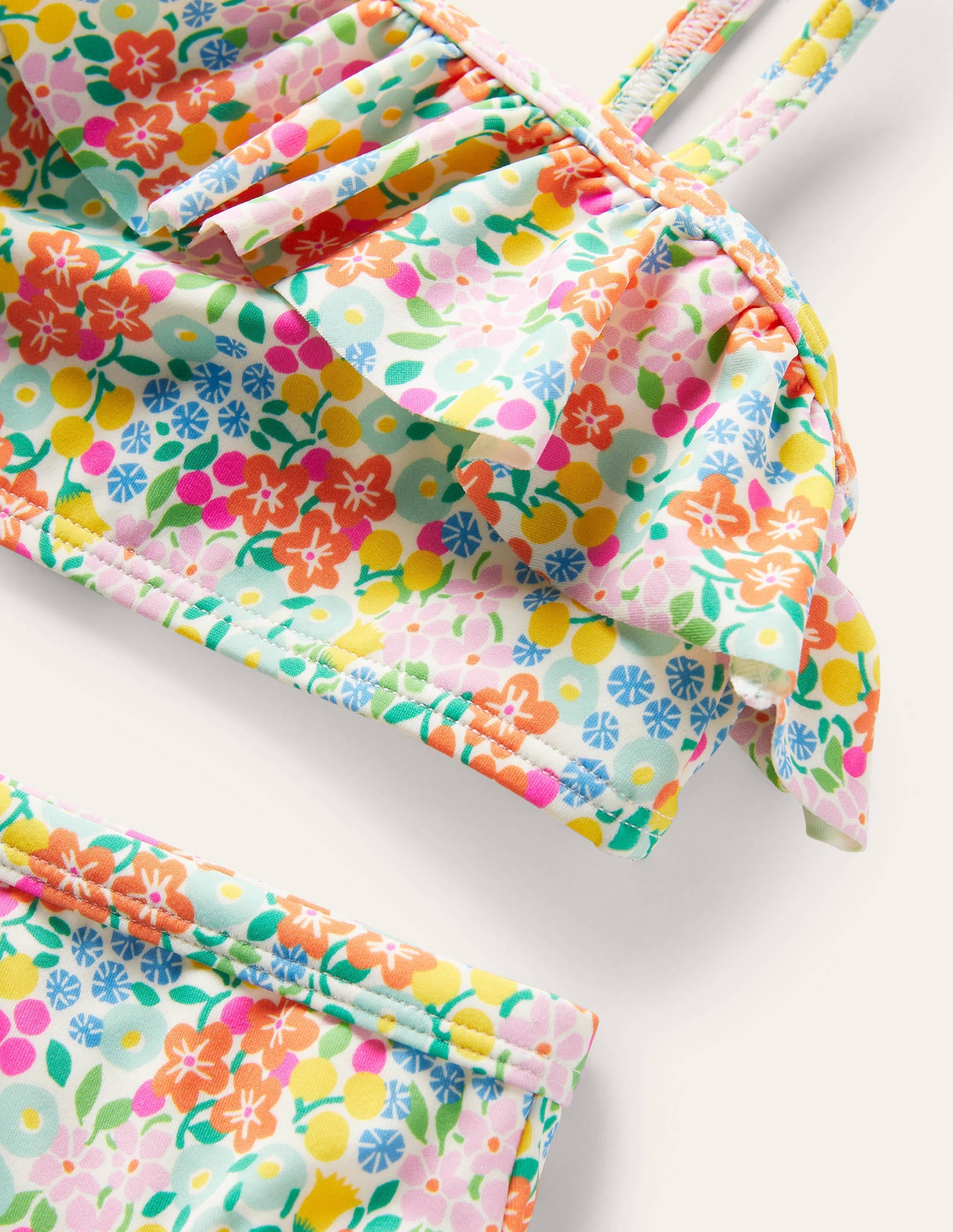 One Shoulder Frilly Bikini-Multi Tropical Flowerbed - Image 3